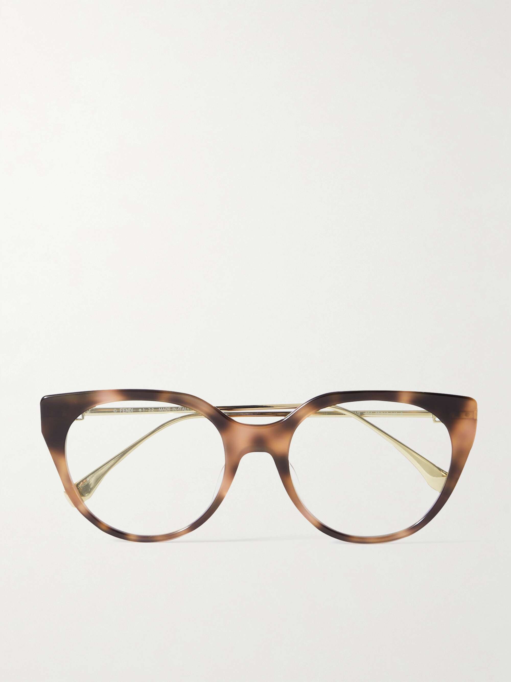 Cat-eye tortoiseshell acetate and gold-tone optical glasses