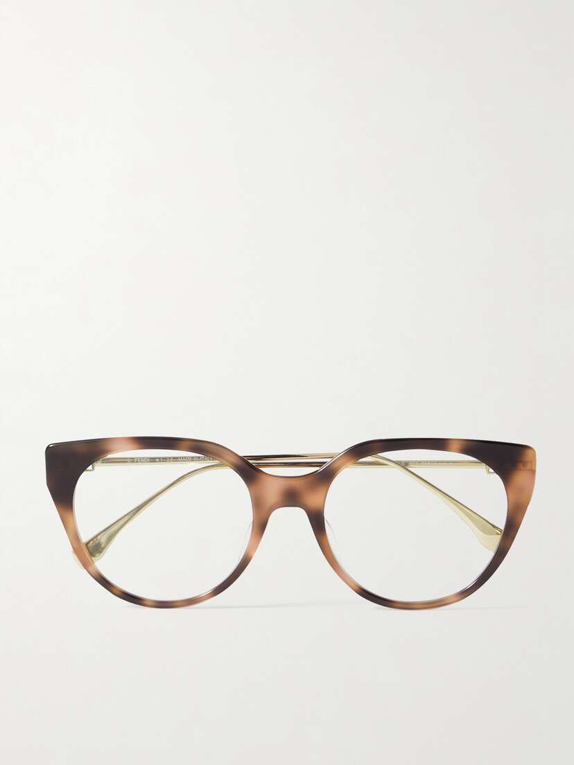 FENDI EYEWEAR Cat-eye Tortoiseshell Acetate And Gold-tone Optical Glasses