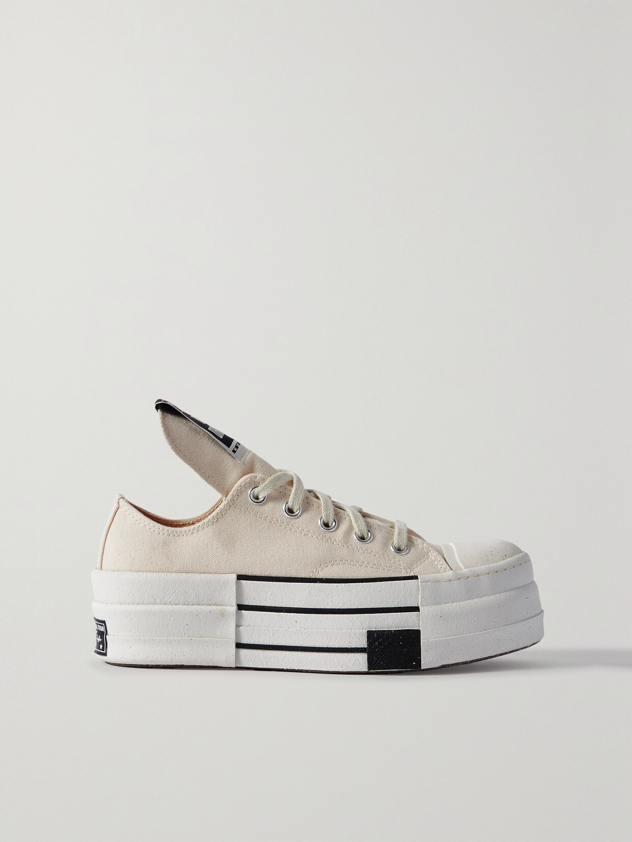 Rick Owens + Converse + Drkshdw Turbodrk Ox Canvas Sneakers In White