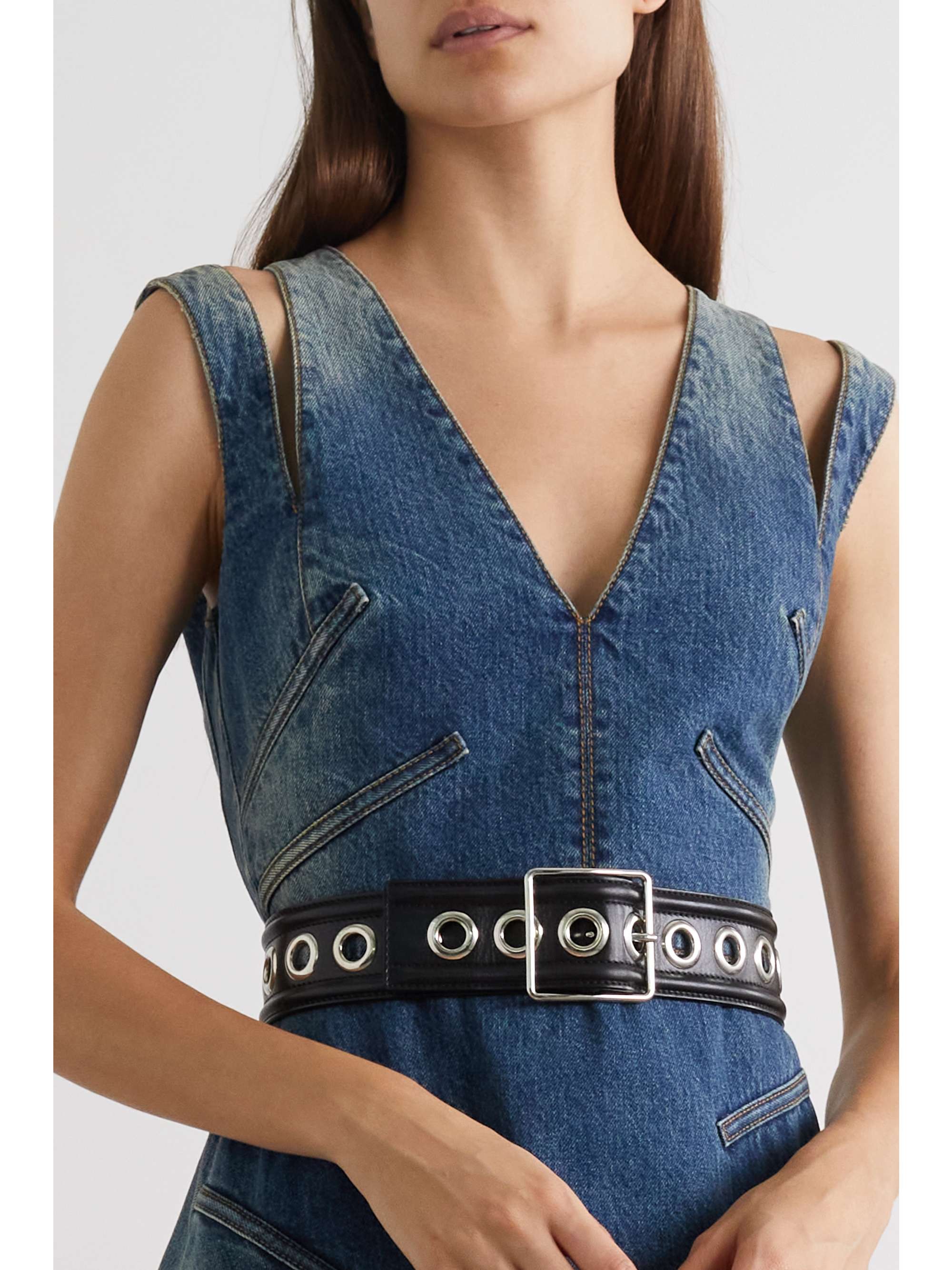 ALEXANDER MCQUEEN Embellished leather waist belt