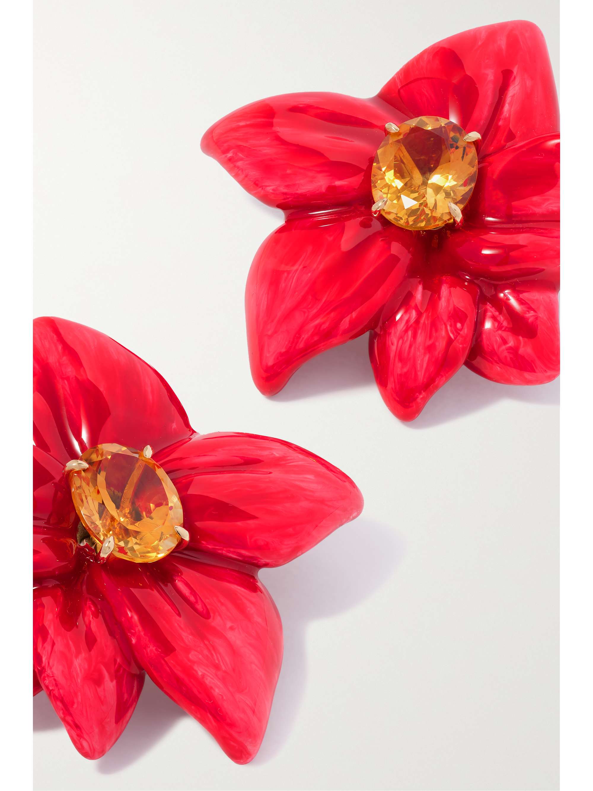 SABBADINI 18-karat gold and aluminum, enamel and citrine clip earrings