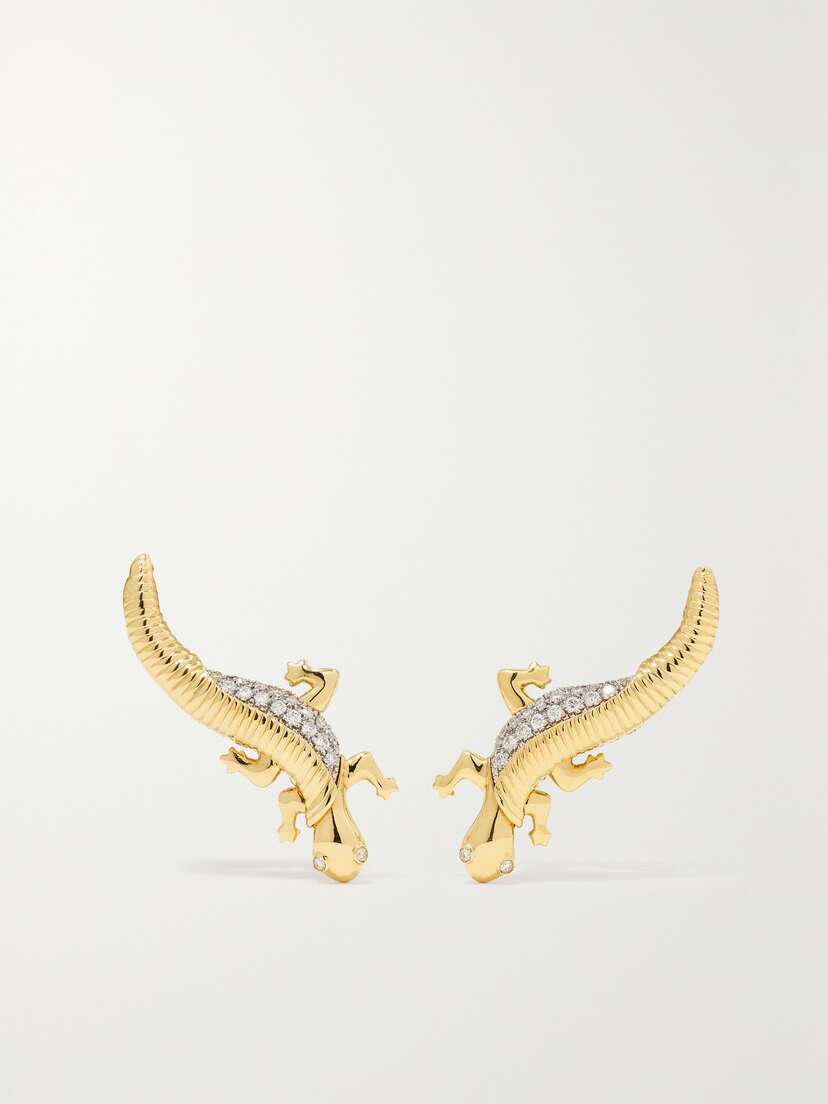 Sabbadini Geko 18-karat Gold Diamond Earrings