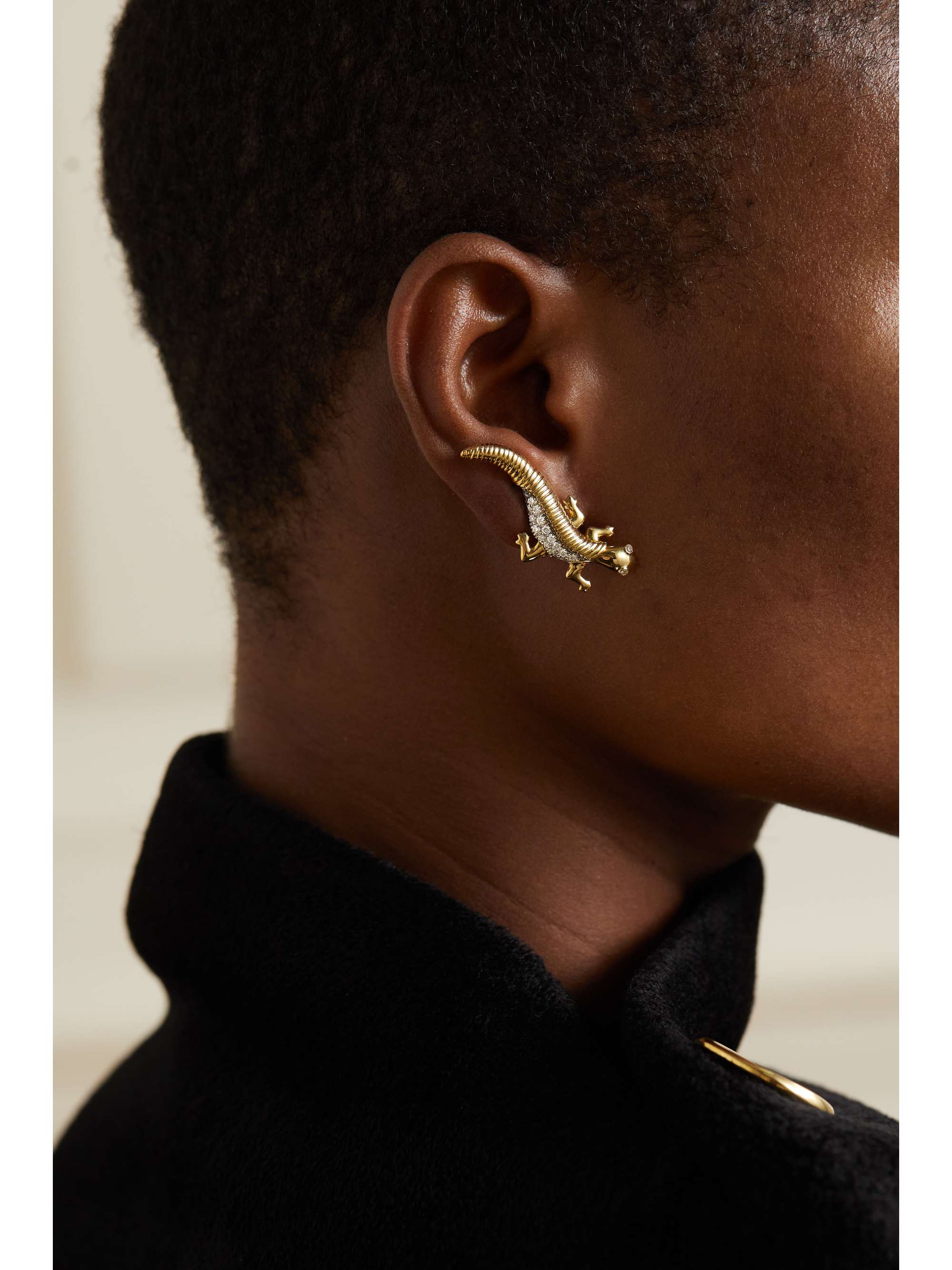 SABBADINI Geko 18-karat gold diamond earrings