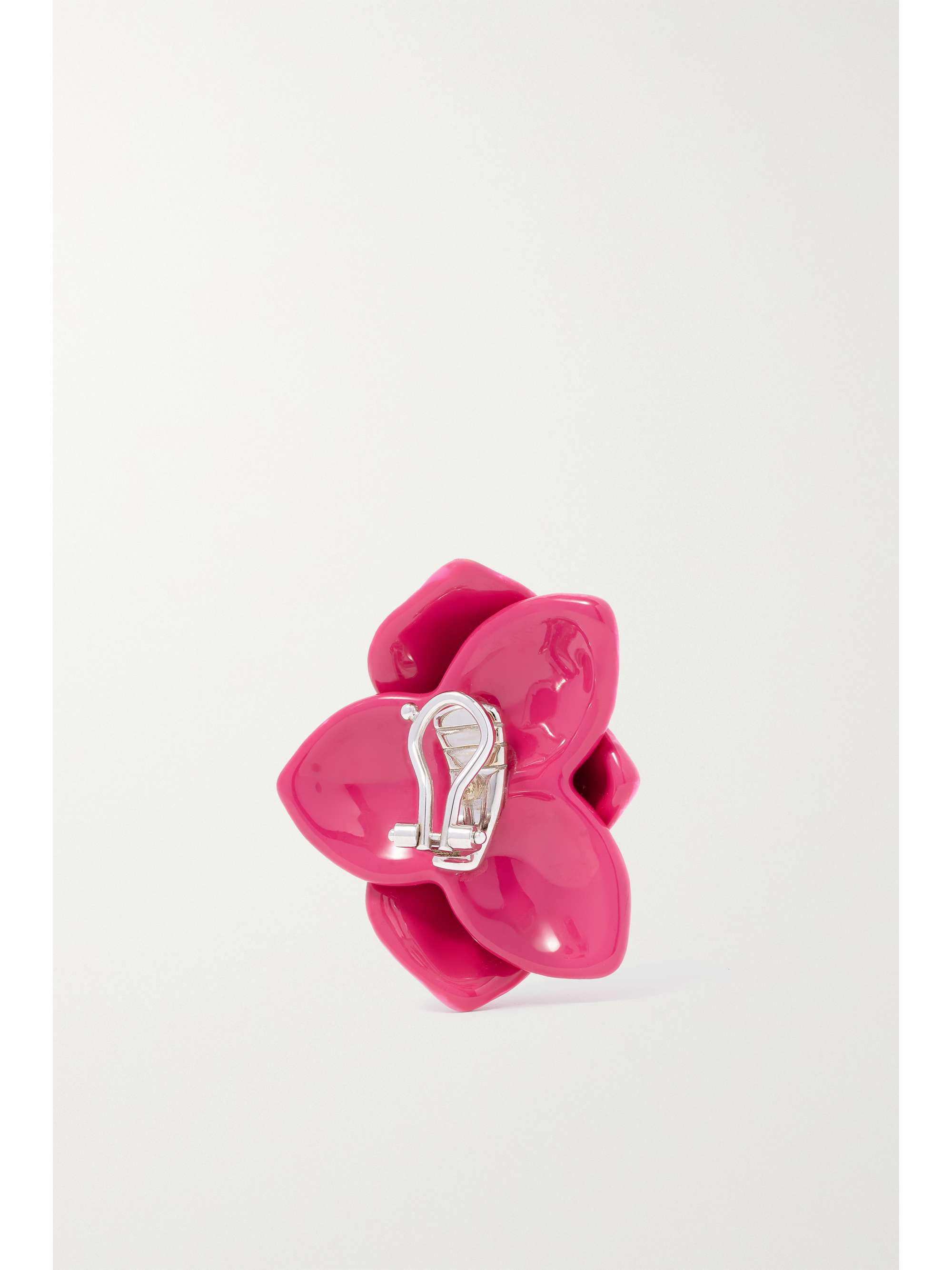 SABBADINI 18-karat white gold and aluminum, enamel and rhodolite clip earrings