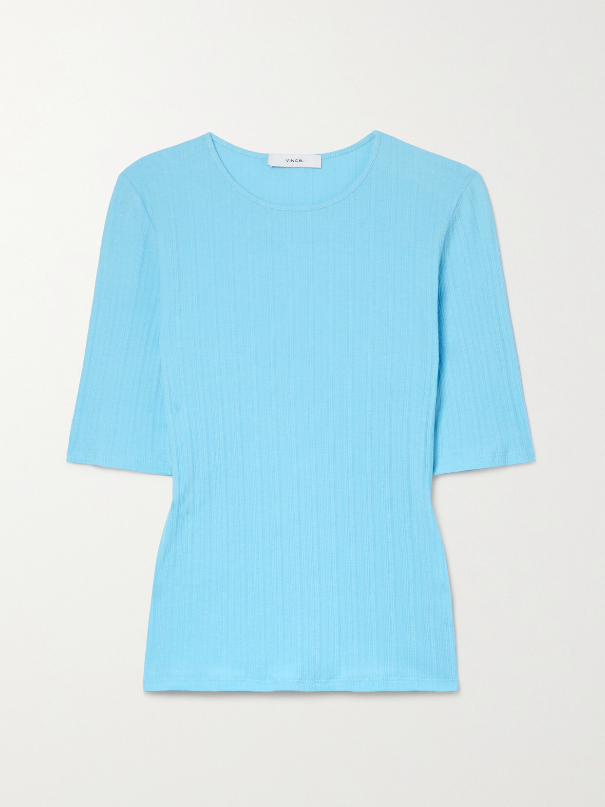 Vince - Ribbed Stretch-cotton T-shirt - Blue