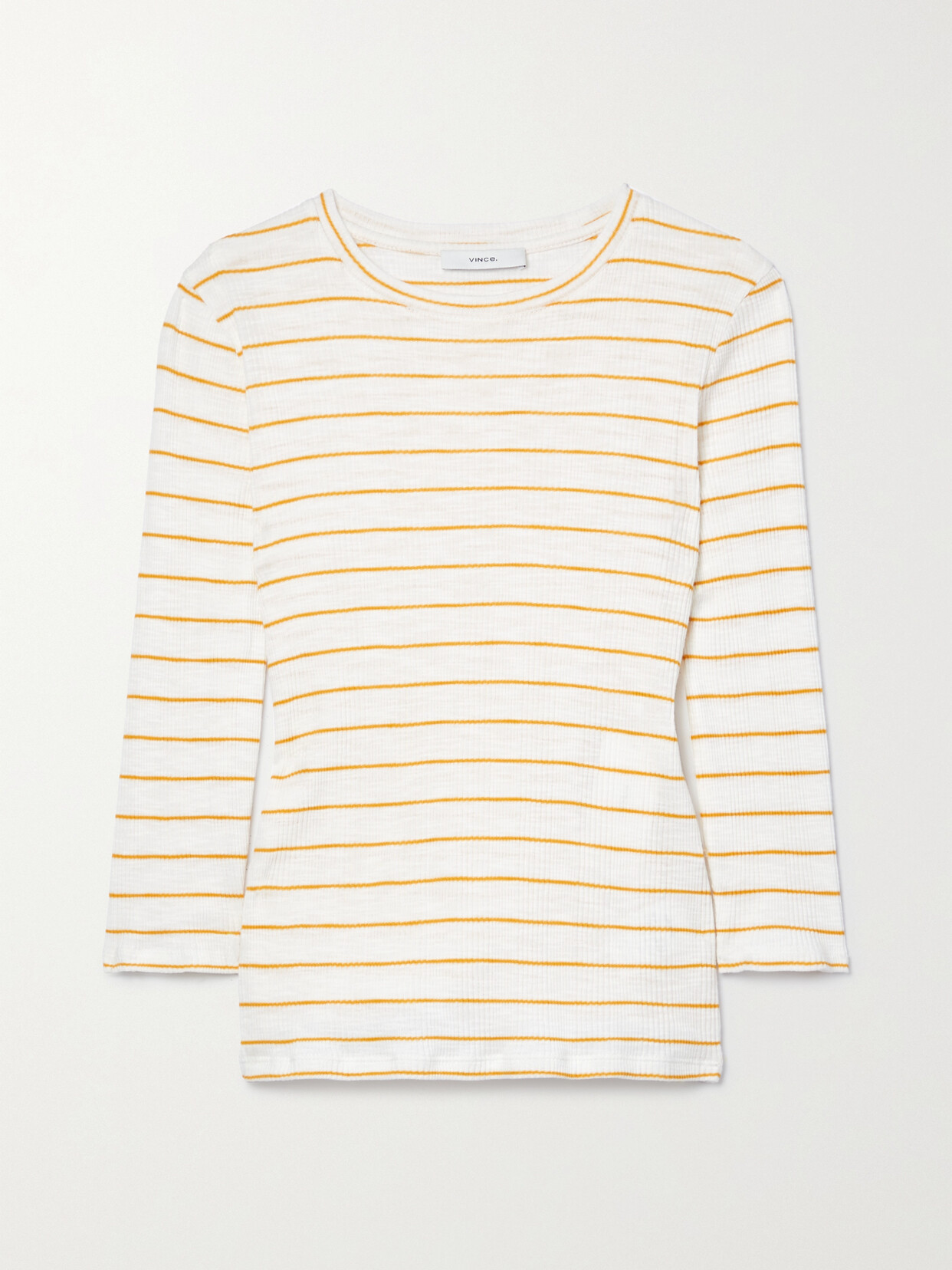 Vince Striped Ribbed Cotton-jersey Top