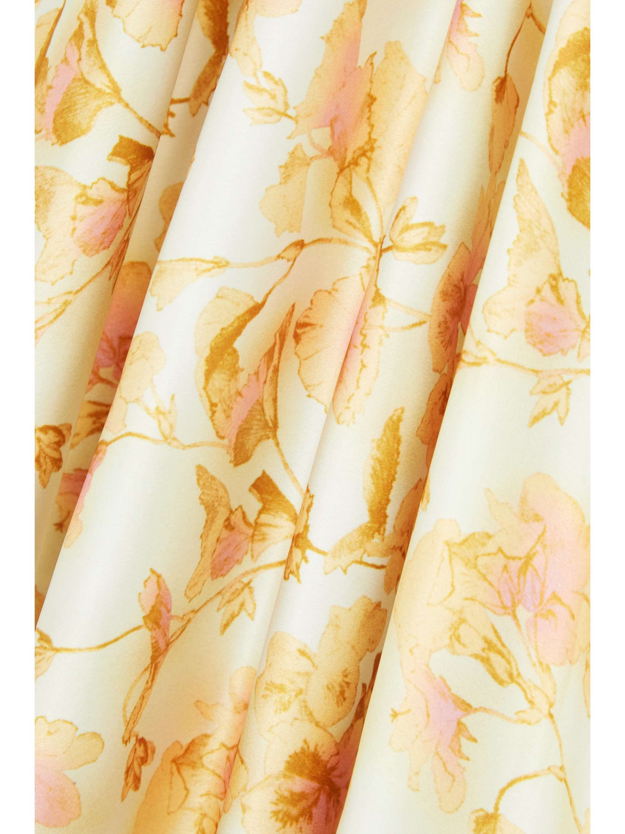 VINCE Pleated floral-print satin midi dress