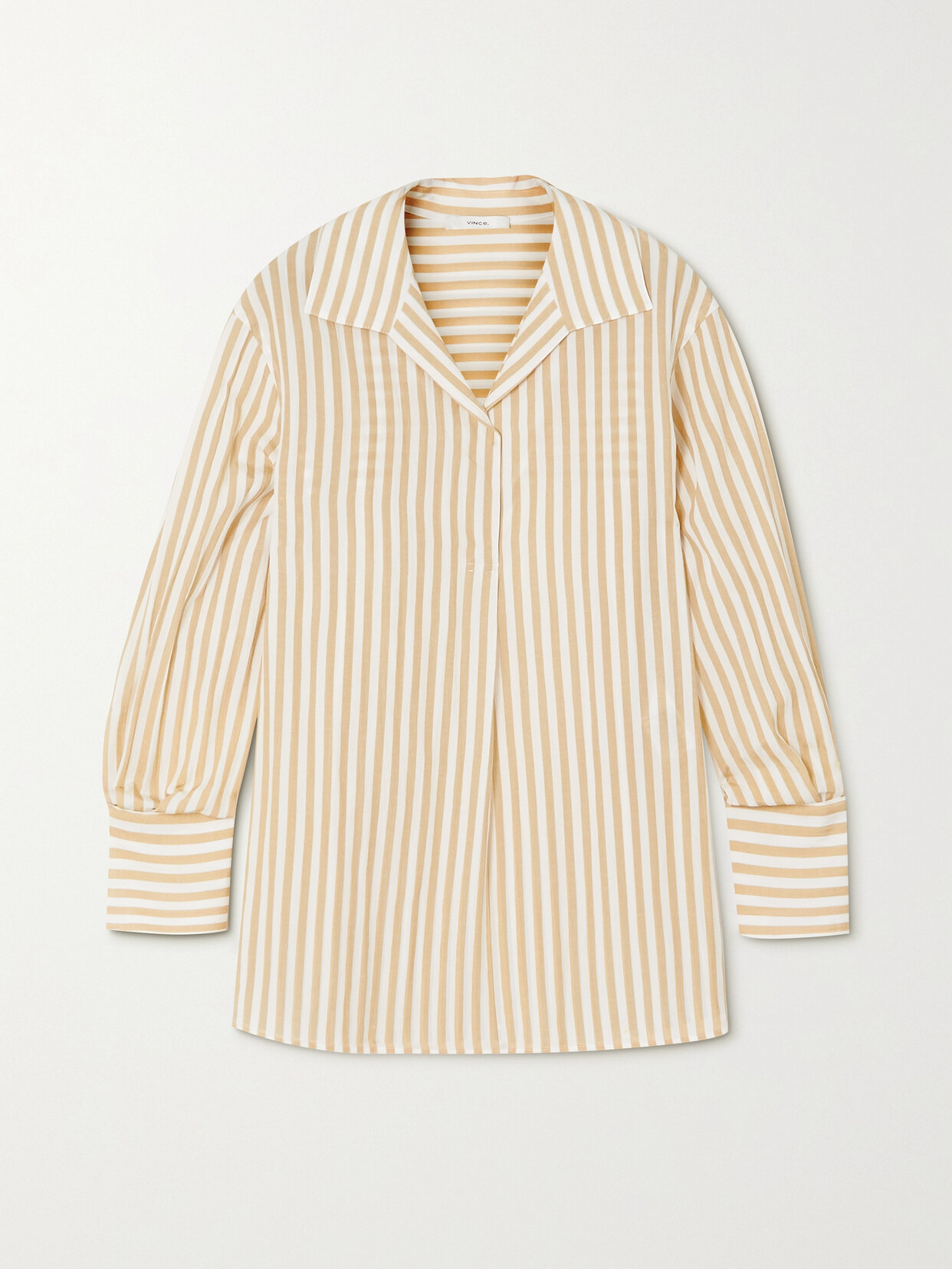 Vince Coast Striped Tencel Lyocell-blend Poplin Shirt In Off-white