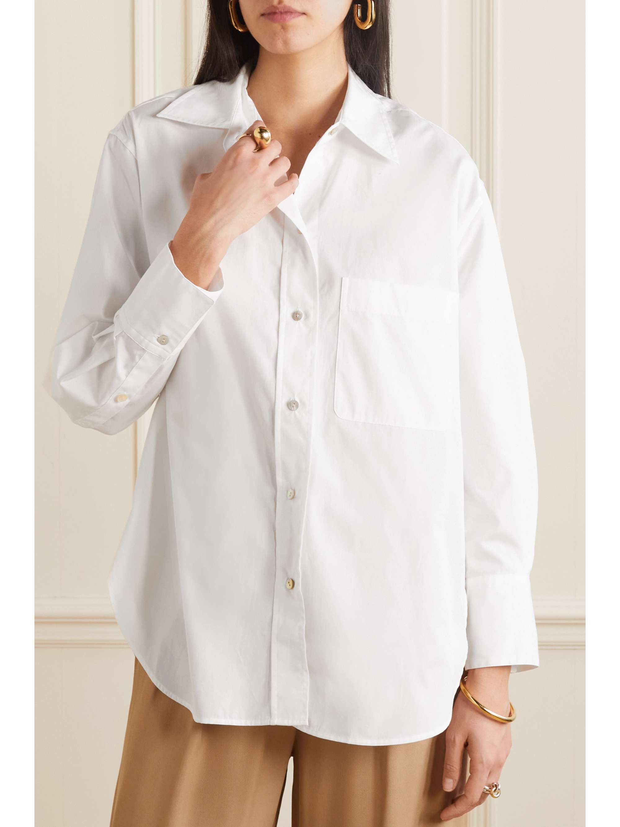 VINCE Oversized cotton-poplin shirt
