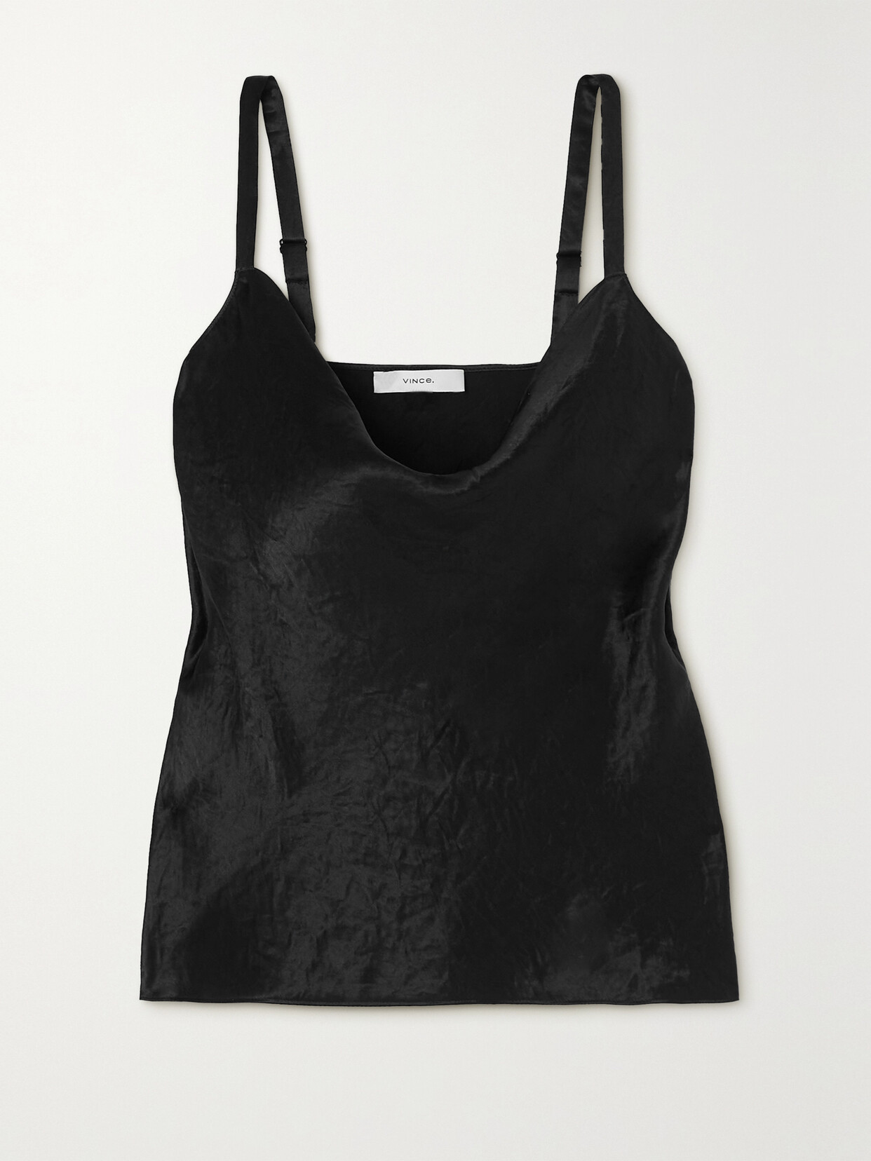 Vince - Draped Crinkled-satin Camisole - Black