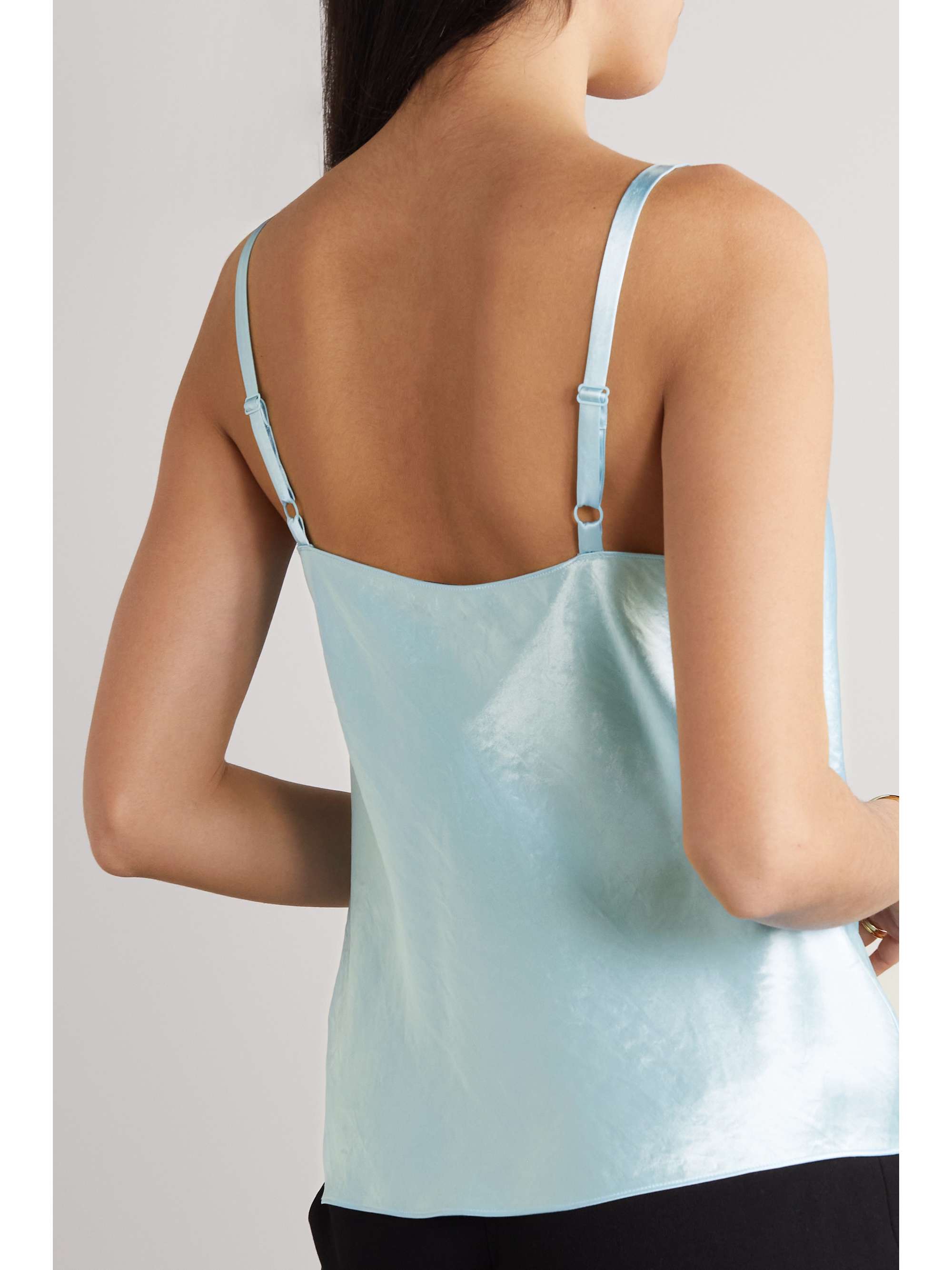 VINCE Draped crinkled-satin camisole