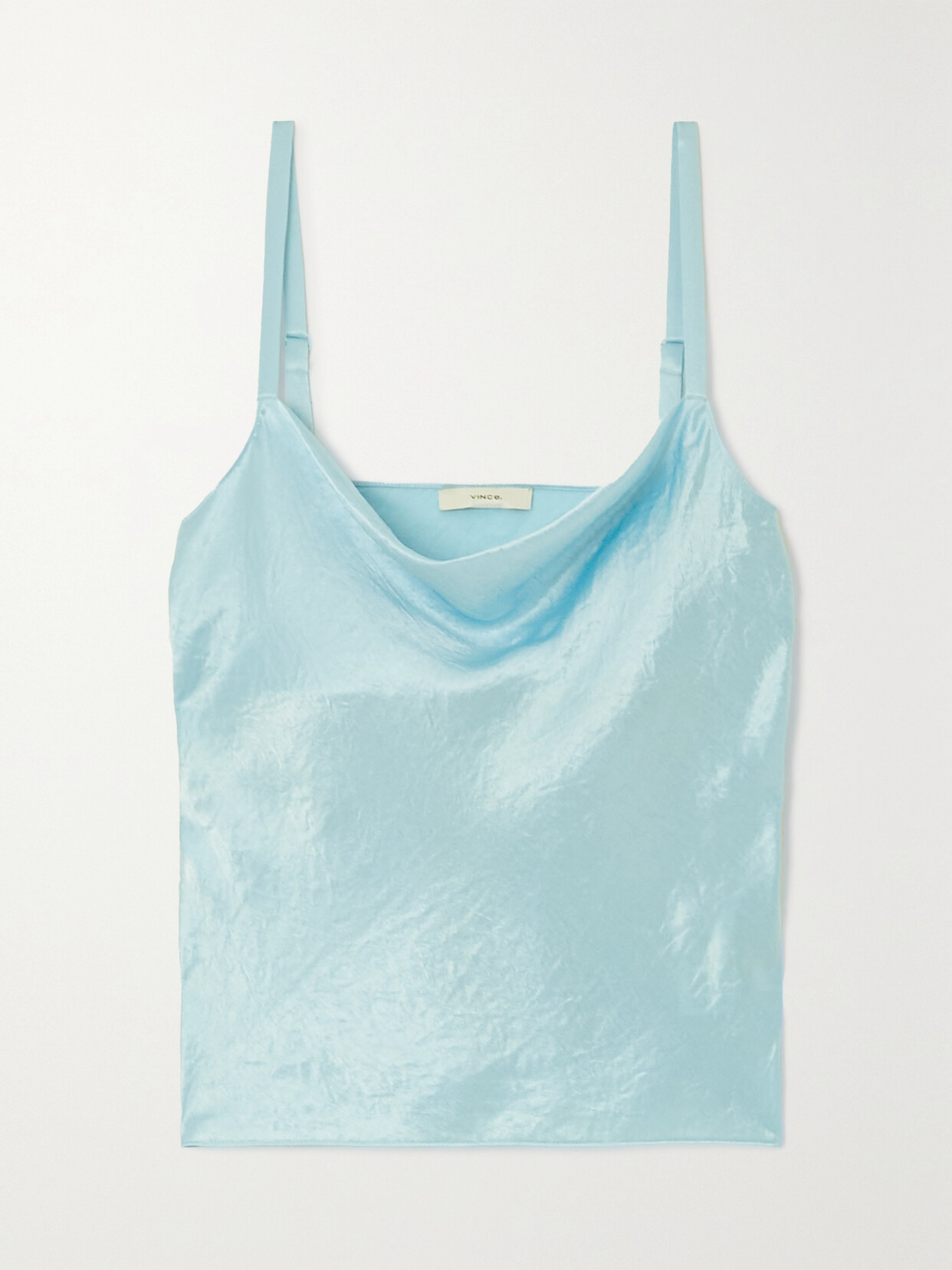 Vince - Draped Crinkled-satin Camisole - Blue