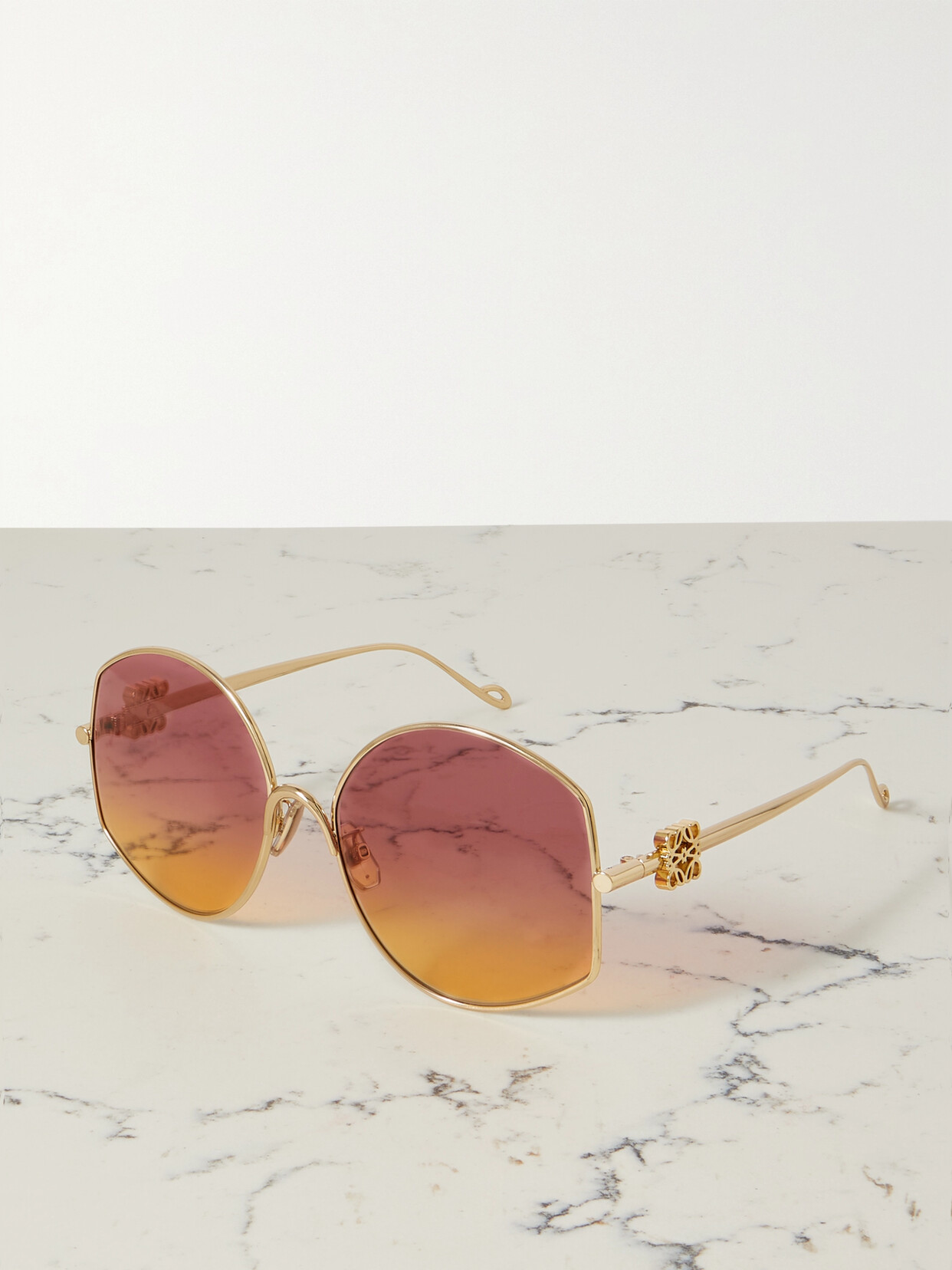 Loewe - Oversized Round-frame Gold-tone Sunglasses - Orange