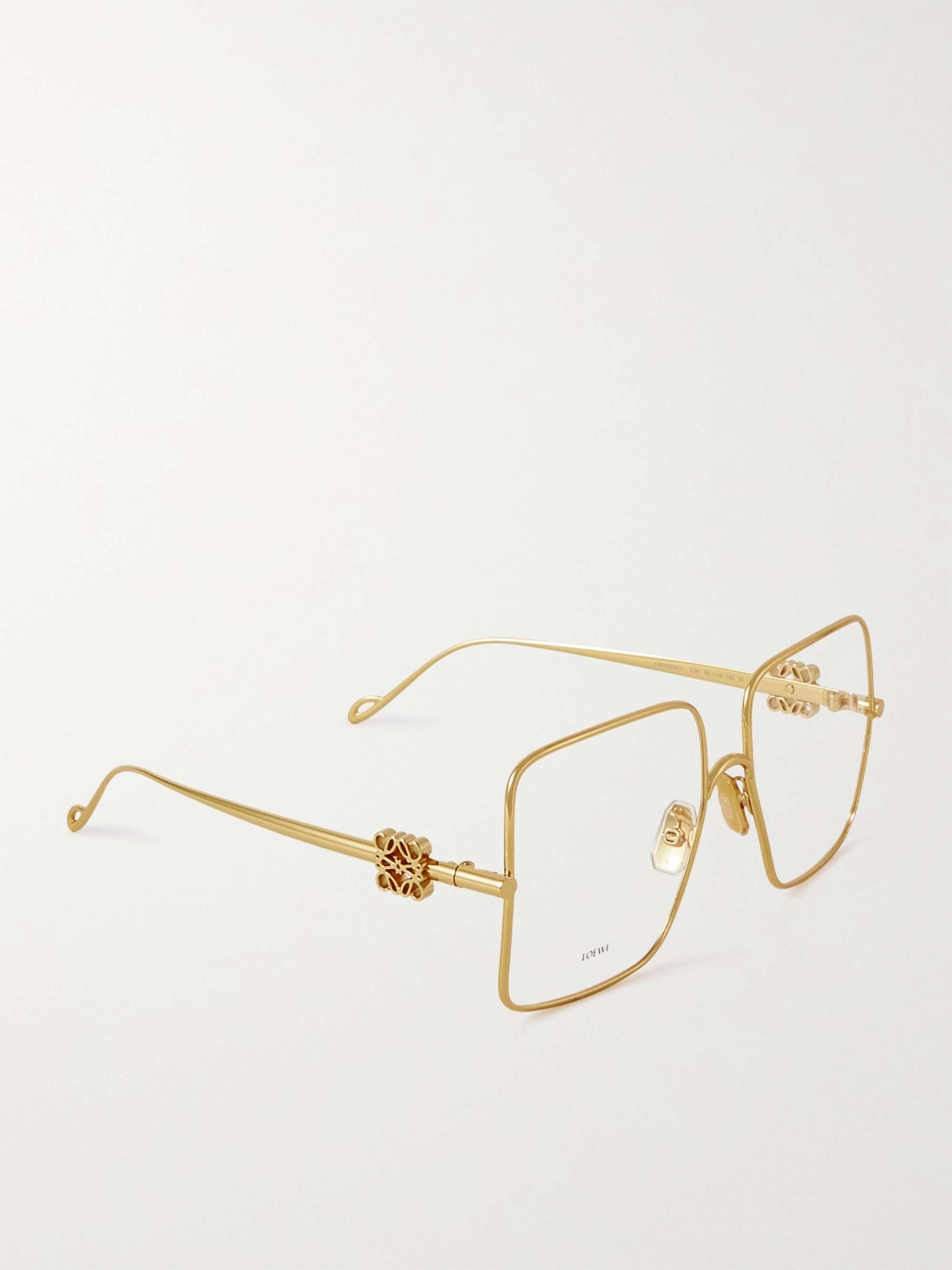 LOEWE EYEWEAR Oversized square-frame gold-tone optical glasses
