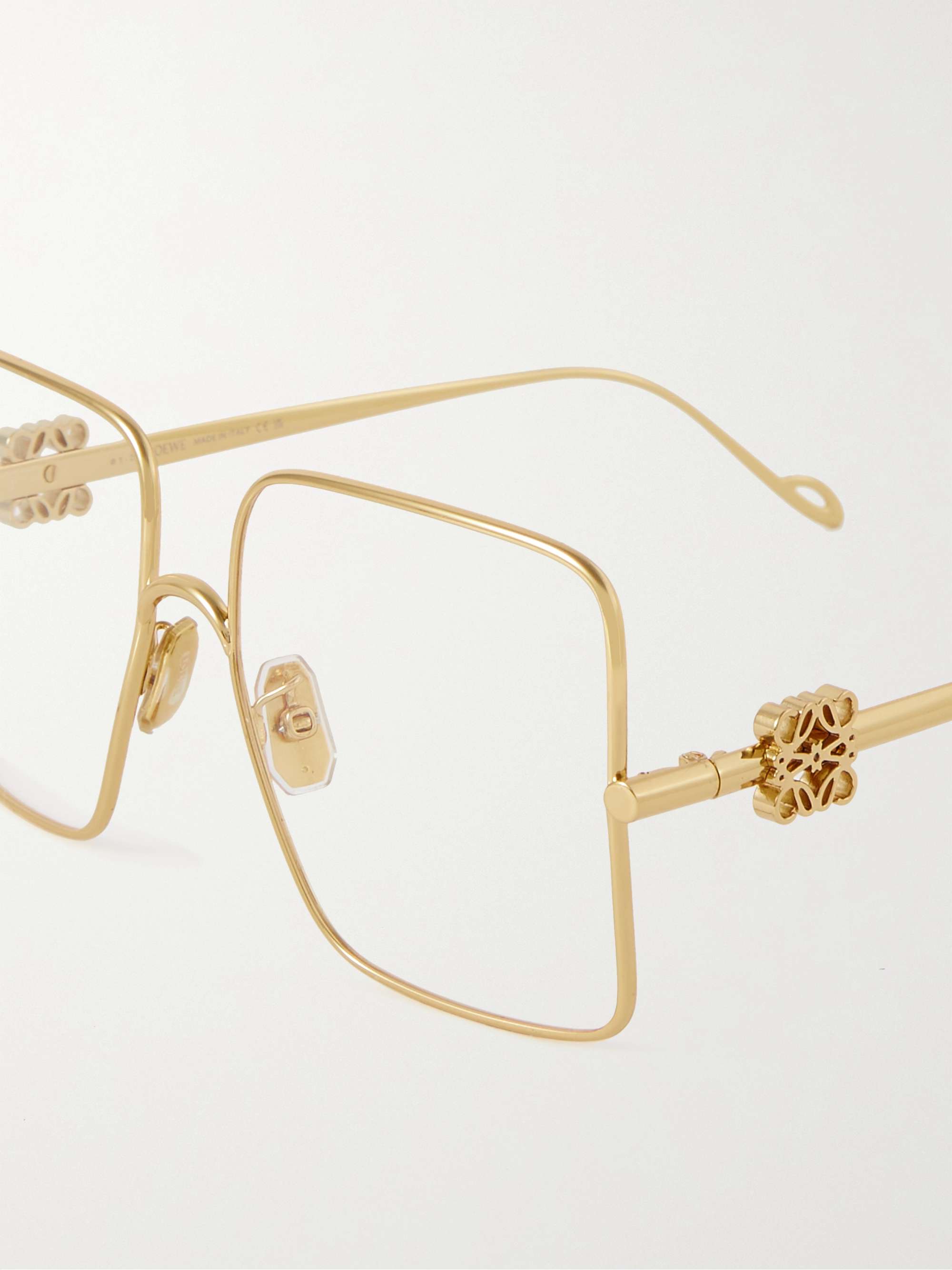 LOEWE EYEWEAR Oversized square-frame gold-tone optical glasses