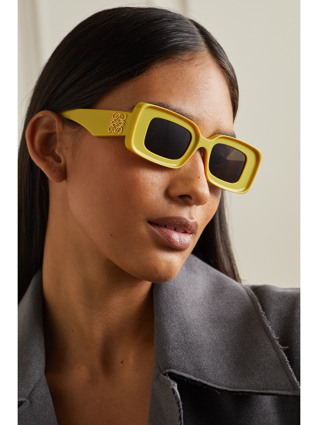 Shop Loewe Square-frame Acetate Sunglasses In Yellow