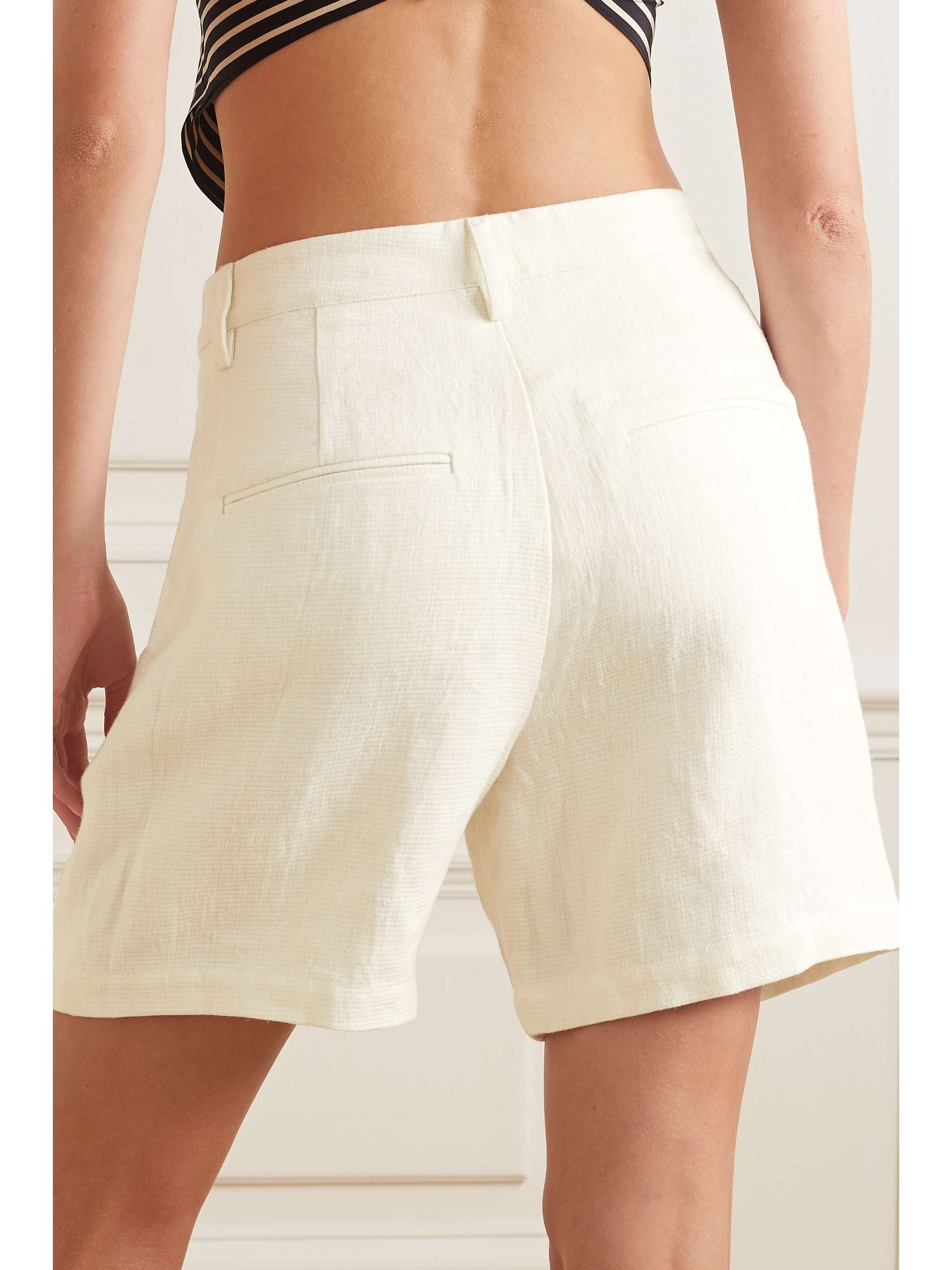 ANINE BING Carrie pleated linen shorts NETAPORTER