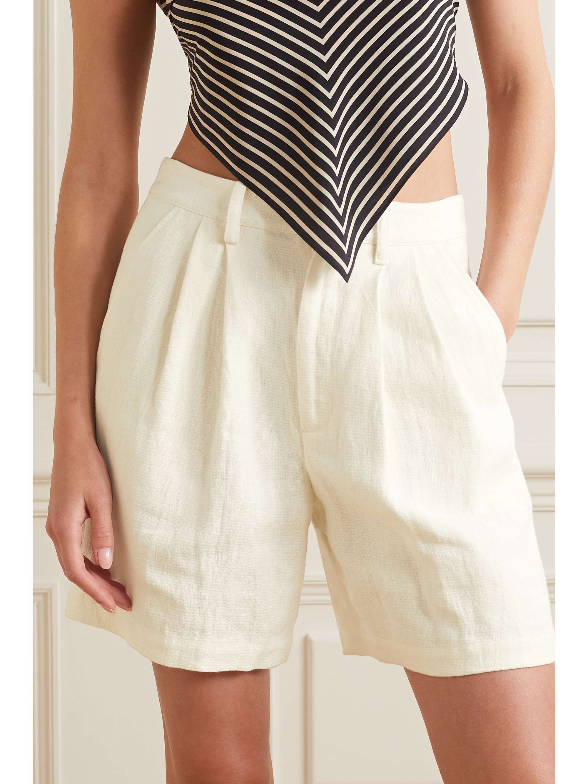 ANINE BING Carrie pleated linen shorts NETAPORTER