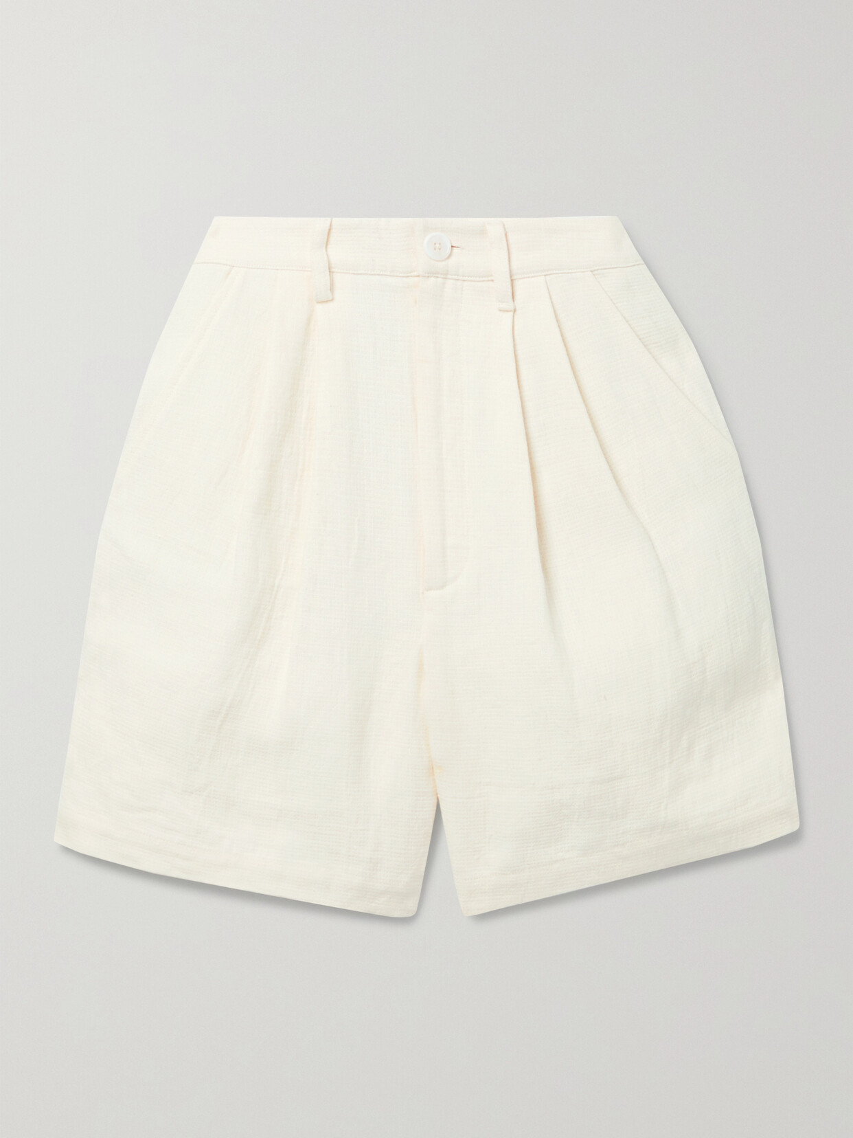 ANINE BING CARRIE PLEATED LINEN SHORTS