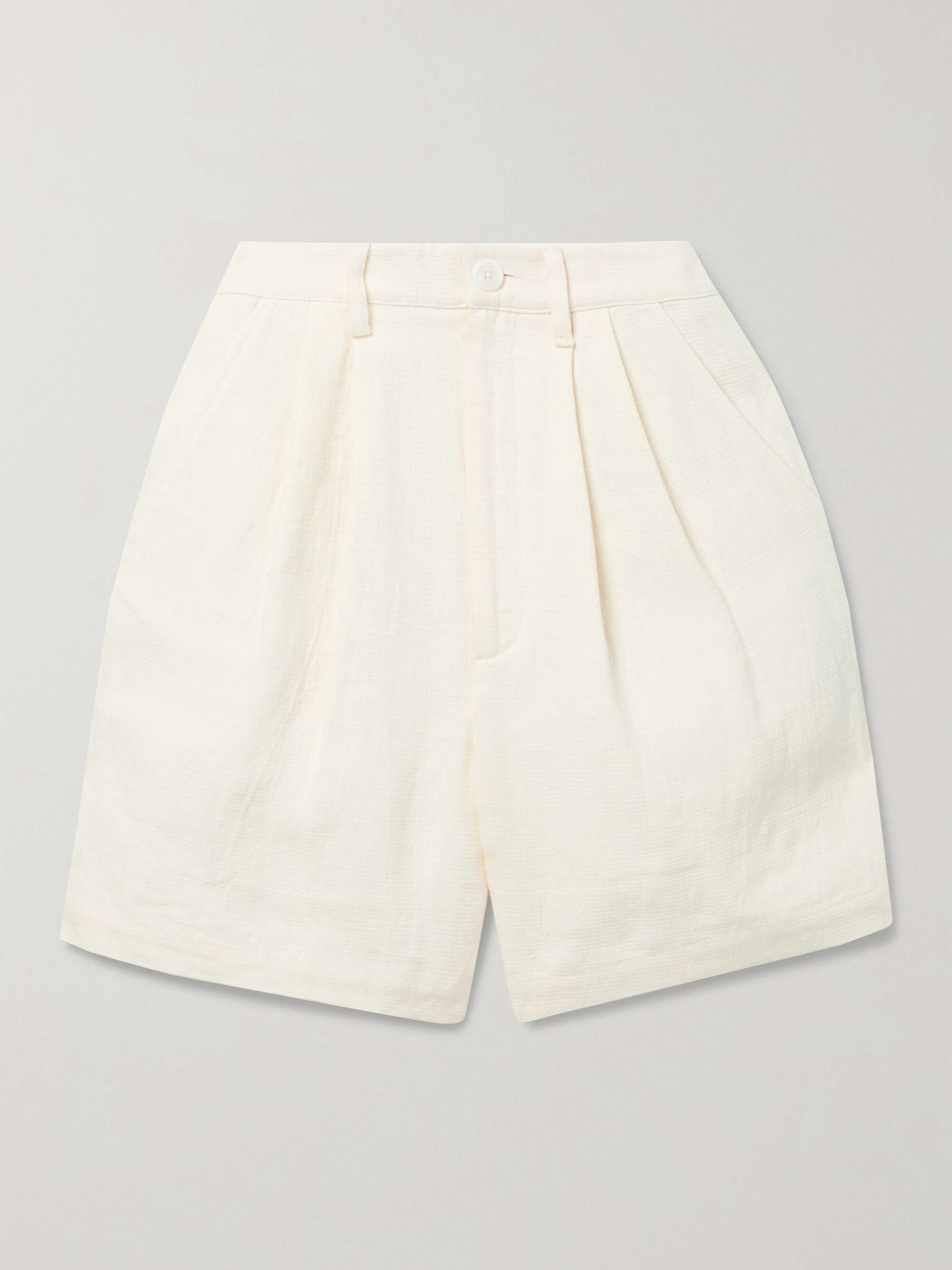 ANINE BING Carrie pleated linen shorts