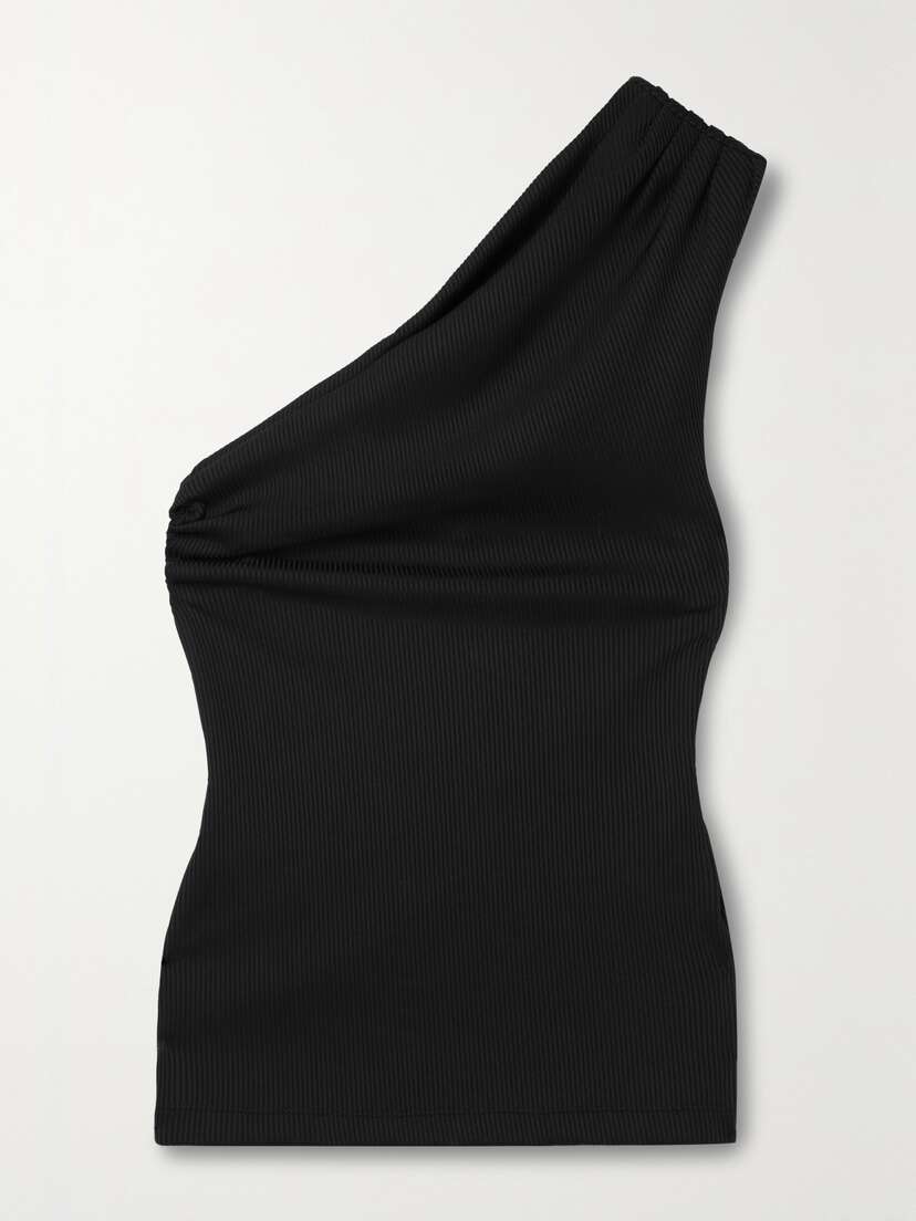 Anine Bing Camila One-shoulder Ribbed Stretch-jersey Tank