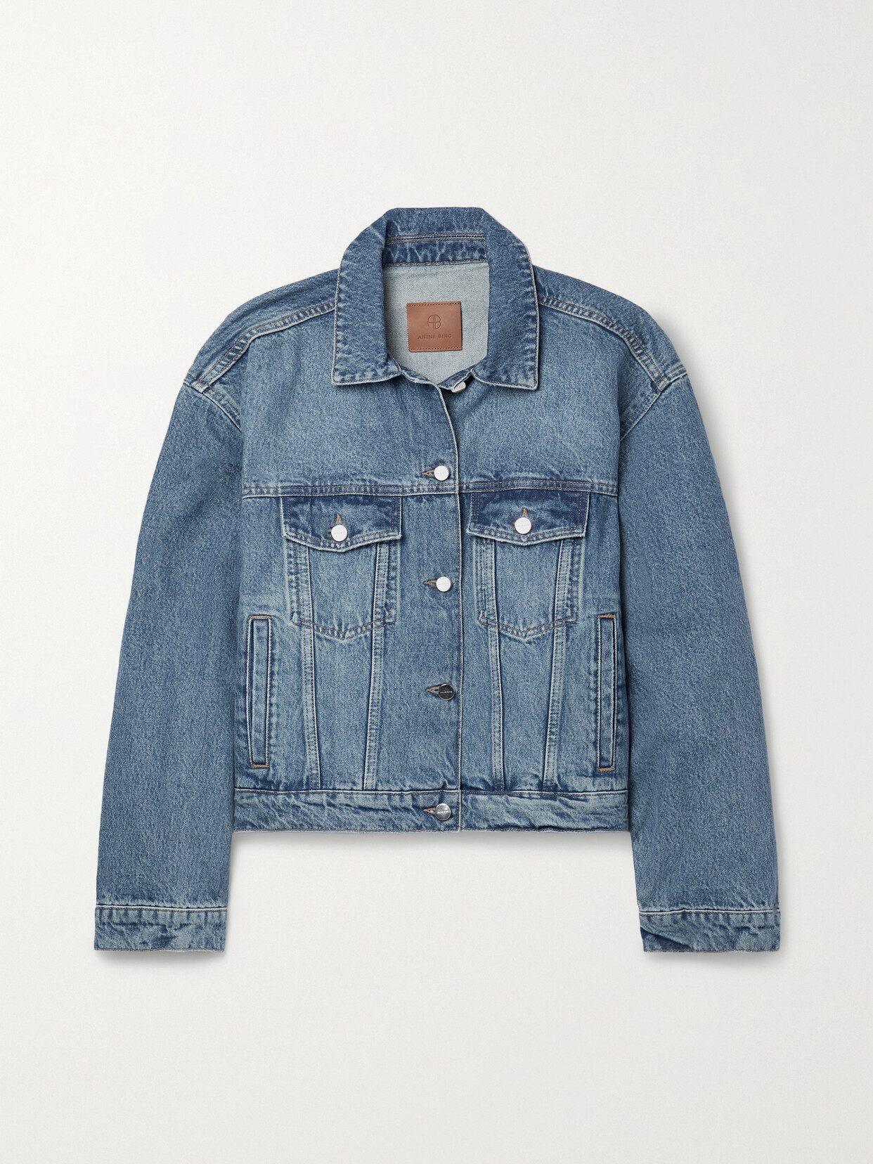 Shop Anine Bing Rhy Denim Jacket In Blue