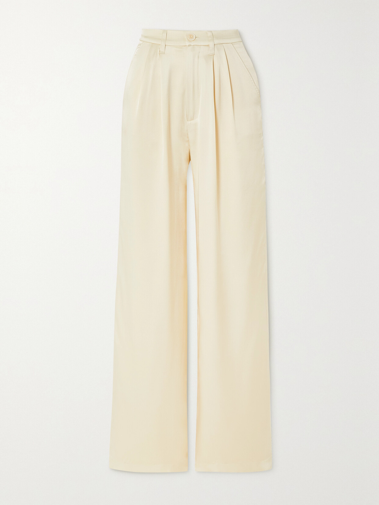 Anine Bing - Carrie Silk-satin Straight-leg Pants - Cream