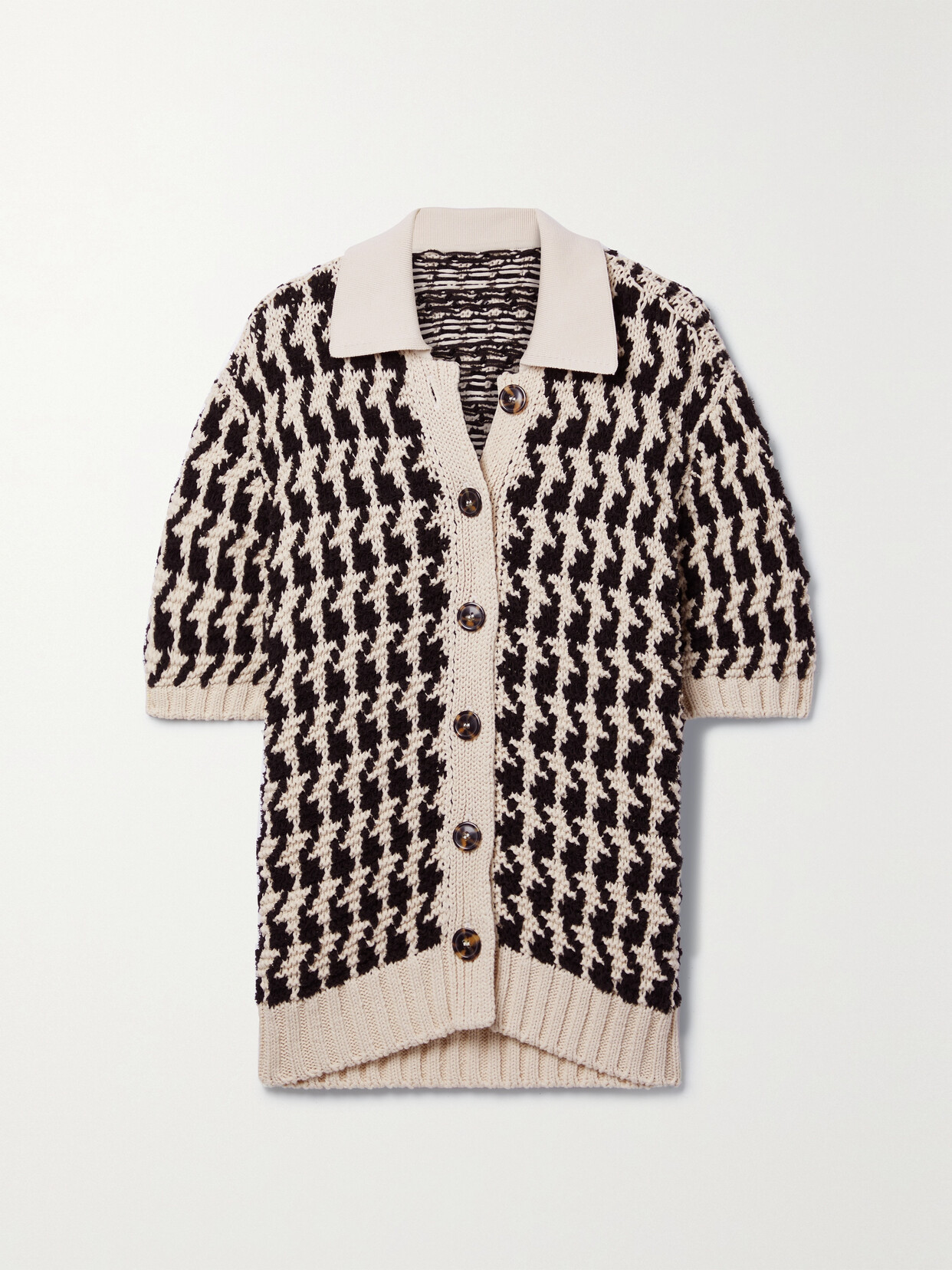 Anine Bing - Tommy Houndstooth Cotton-blend Cardigan - Black