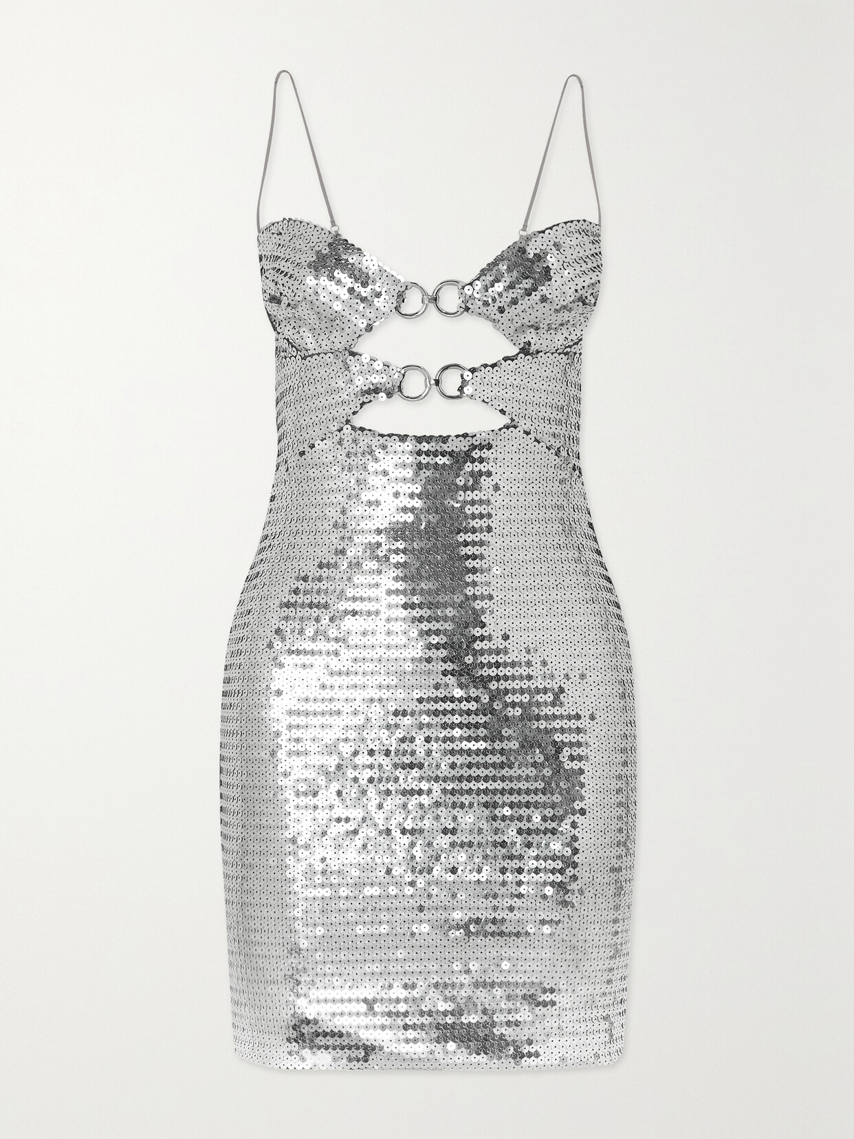 Nensi Dojaka - Embellished Cutout Sequined Tulle Mini Dress - Silver