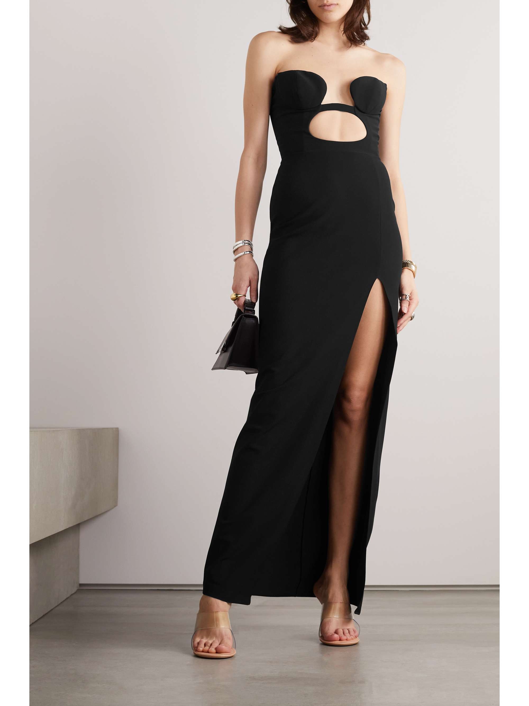 NENSI DOJAKA Strapless cutout stretch-jersey maxi dress