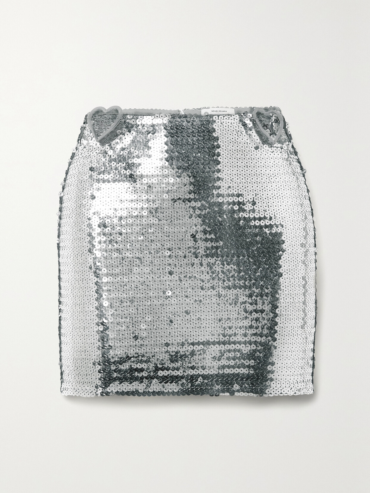 Nensi Dojaka - Embellished Cutout Sequined Tulle Mini Skirt - Silver