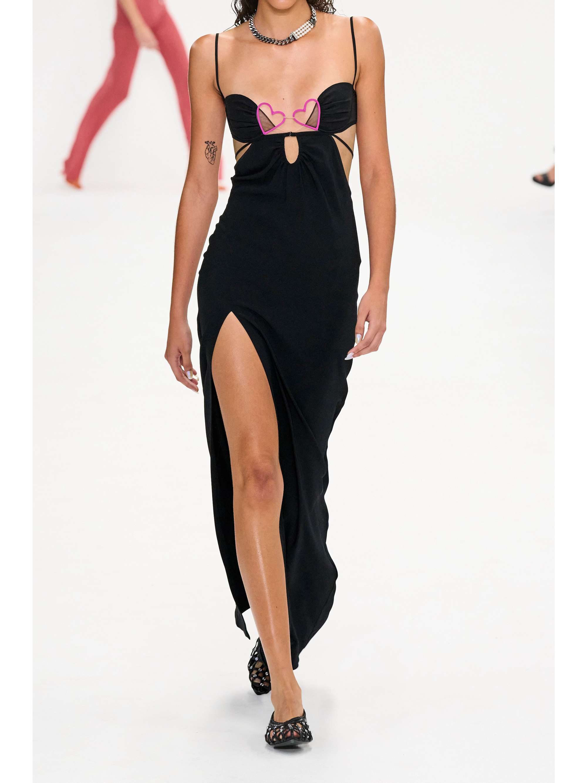 NENSI DOJAKA Embellished tulle-trimmed cutout ponte gown