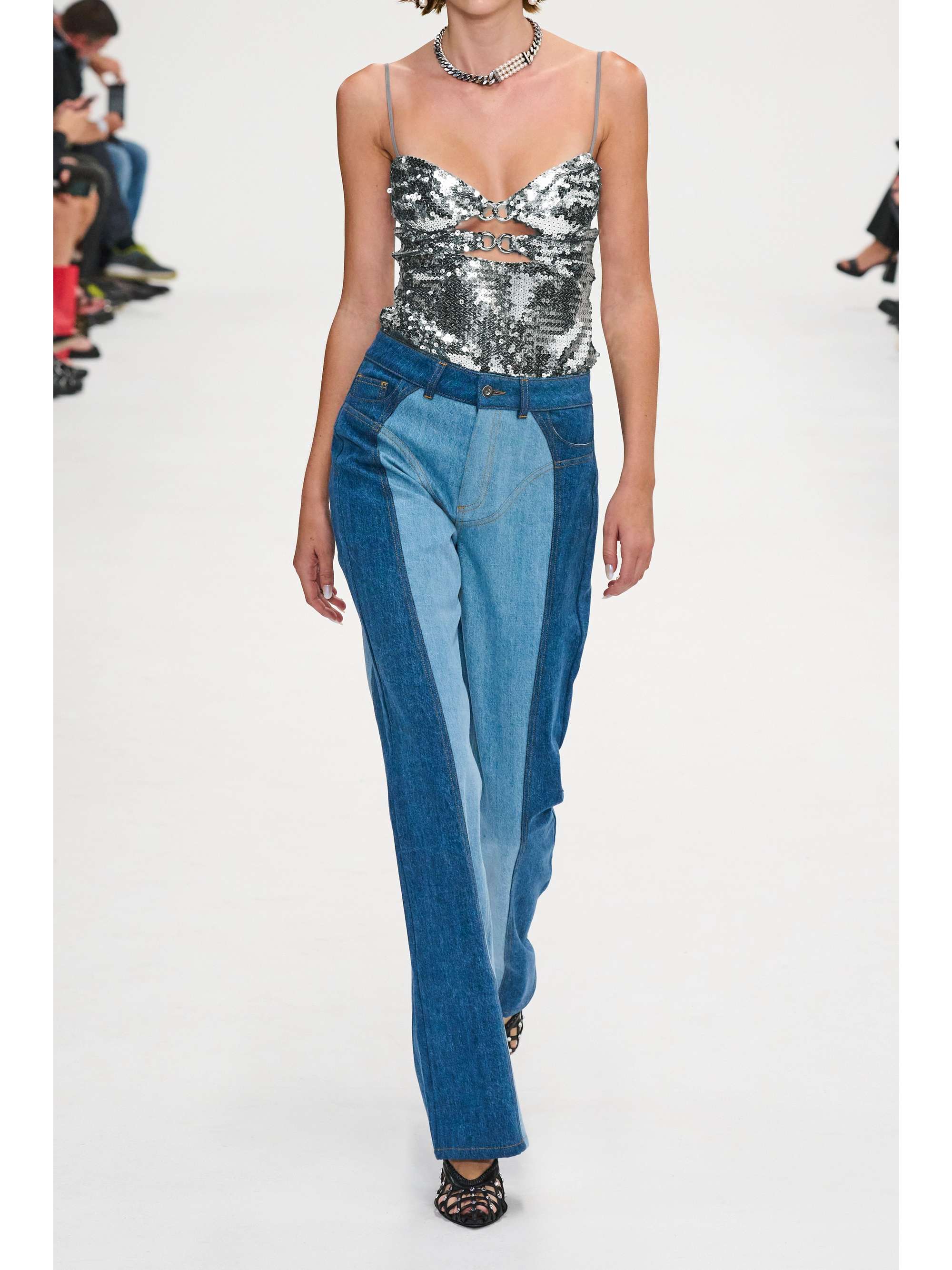 NENSI DOJAKA Embellished cutout sequined tulle top