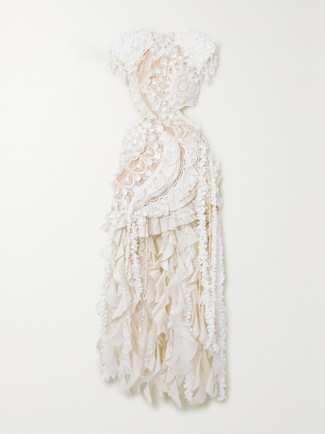 Zimmermann - Wonderland Embellished Ruffled Cotton-blend Maxi Dress - Cream
