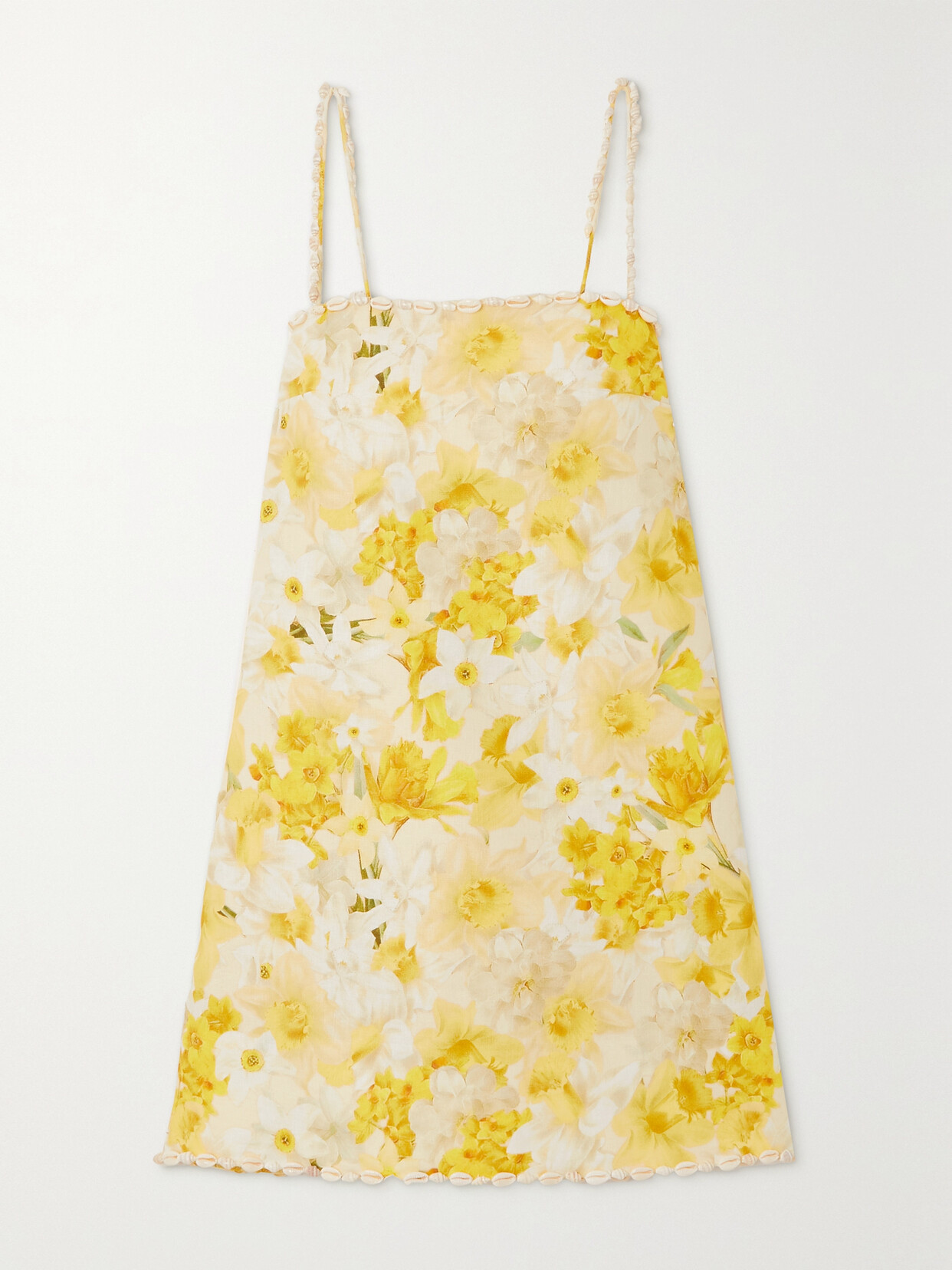 Zimmermann - Wonderland Embellished Floral-print Linen Mini Dress - Yellow