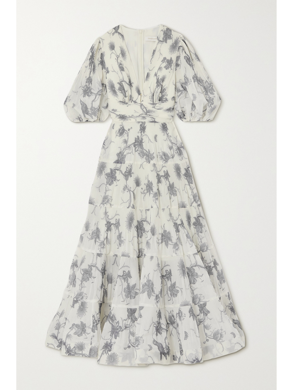 Zimmermann - Pleated Floral-print Voile Midi Dress - White