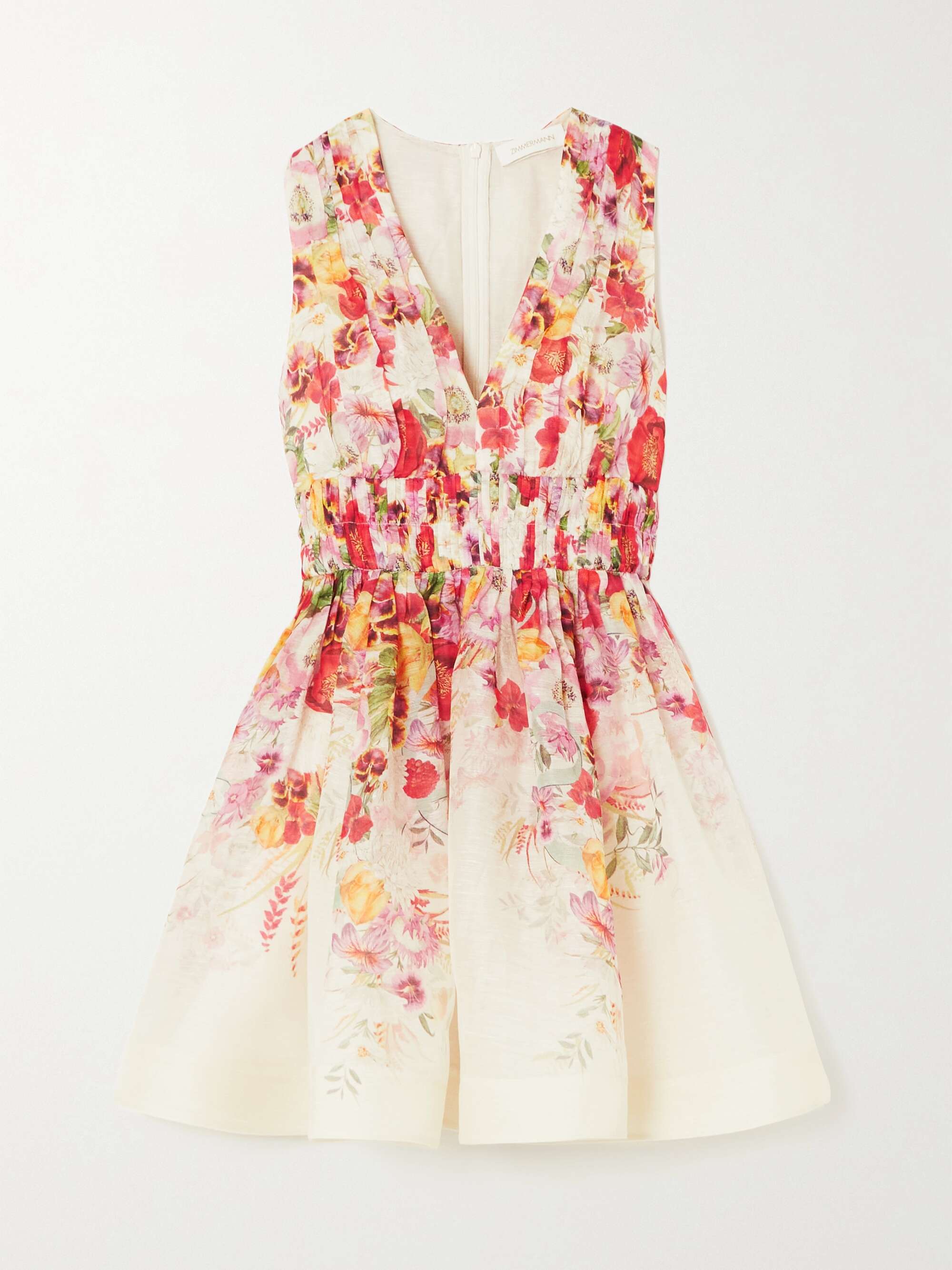 ZIMMERMANN Wonderland floral-print linen and silk-blend organza mini dress  | NET-A-PORTER
