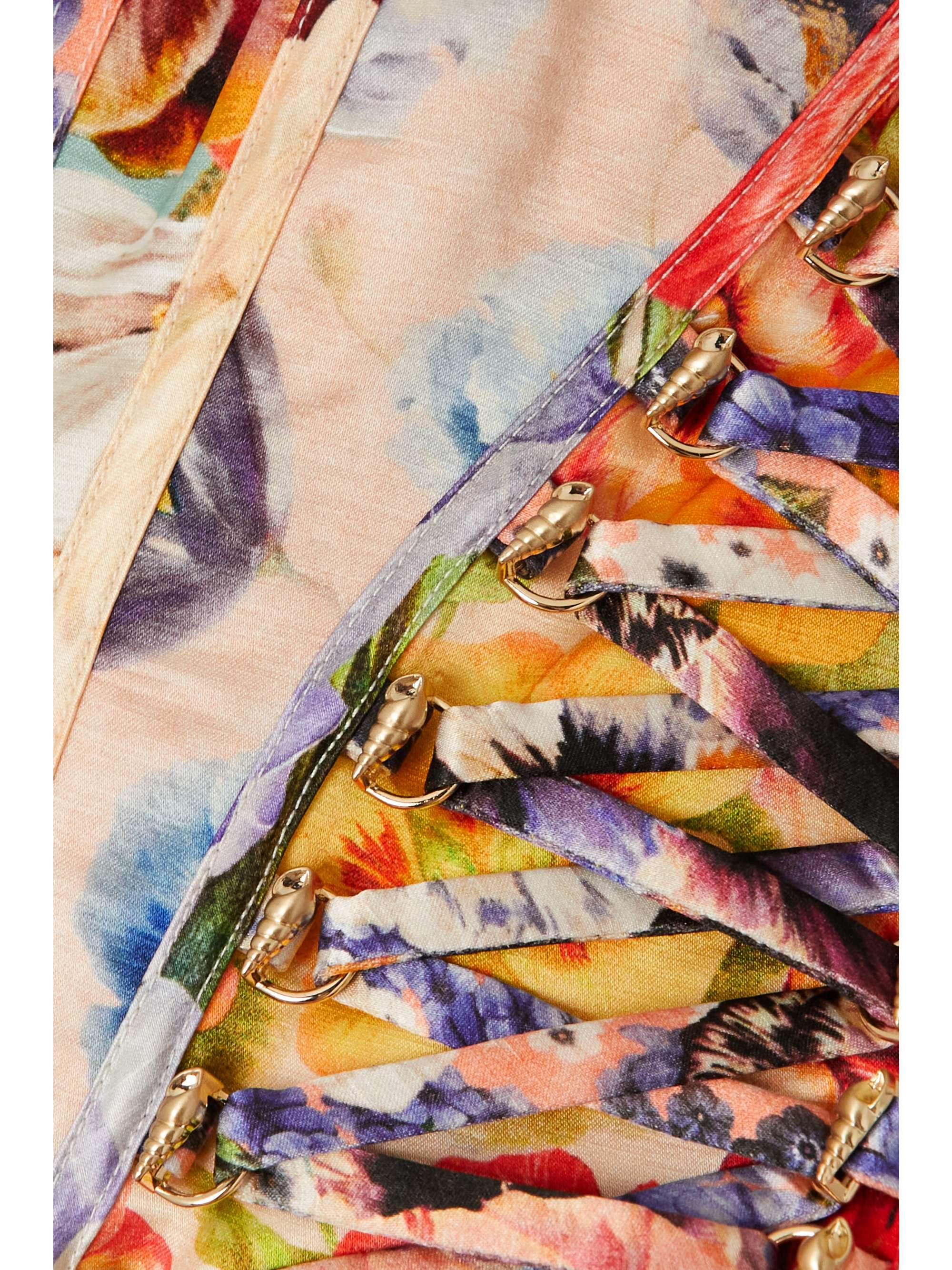 ZIMMERMANN Wonderland floral-print linen and silk-blend organza bustier top