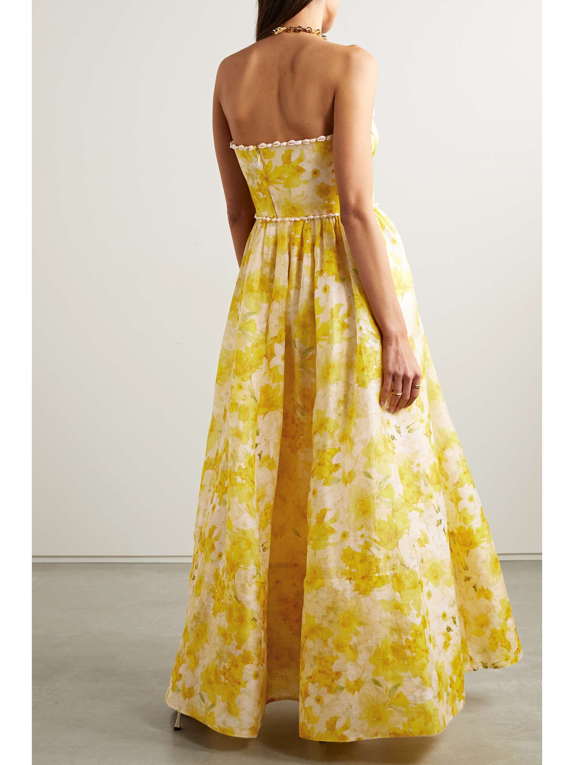 ZIMMERMANN Wonderland strapless embellished linen and silk-blend maxi dress  | NET-A-PORTER