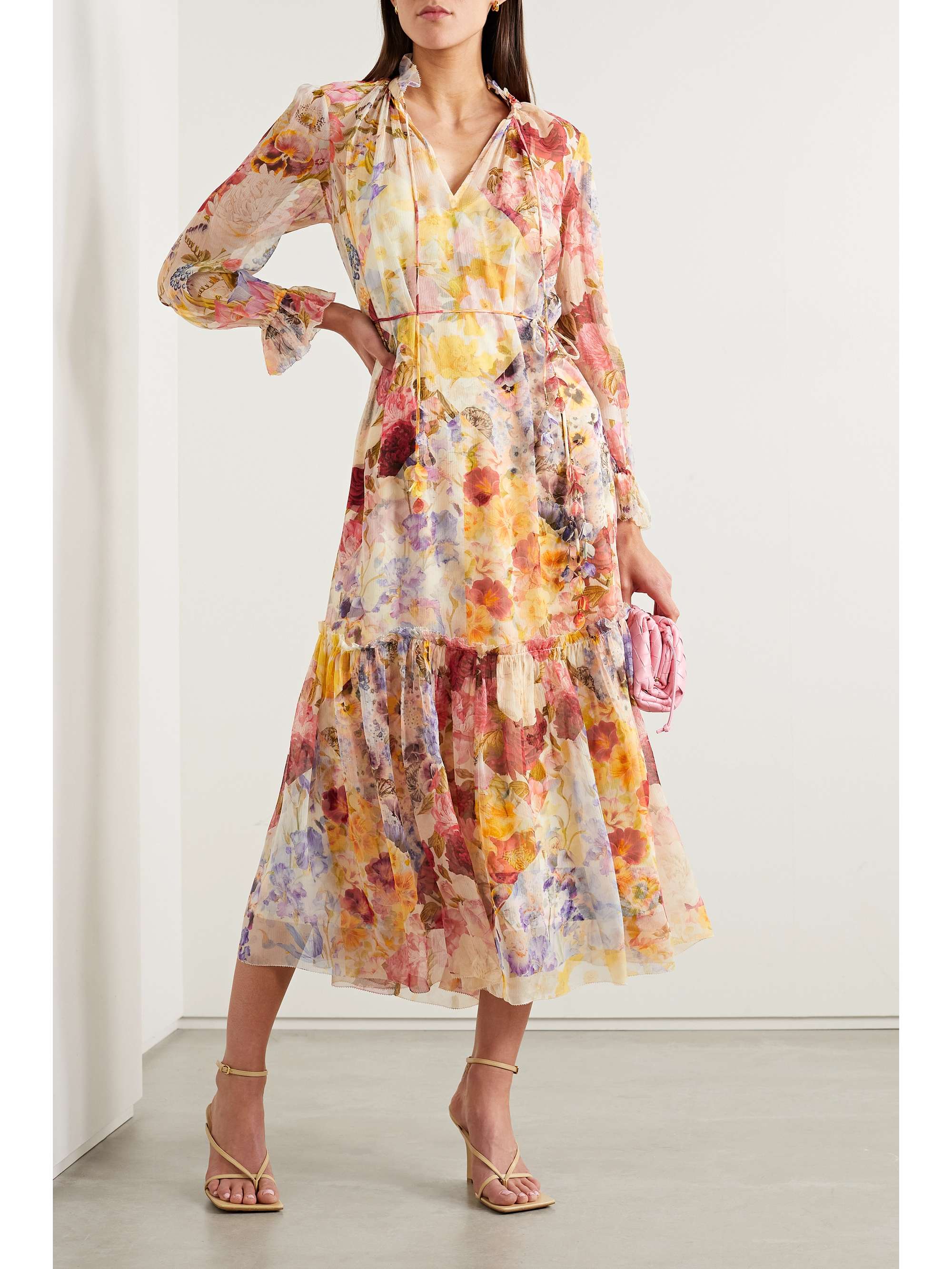 ZIMMERMANN Wonderland belted floral-print silk-crepon midi dress |  NET-A-PORTER