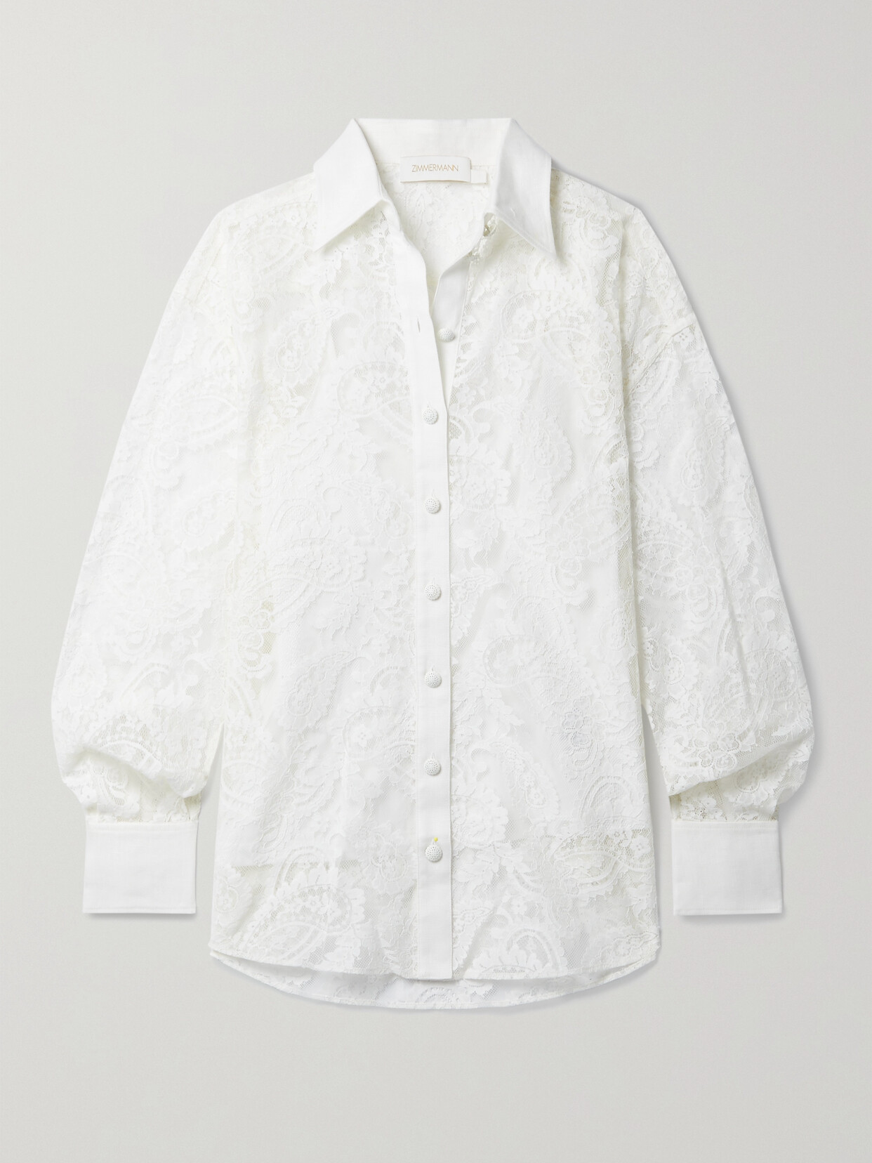 Zimmermann - Wonderland Linen-trimmed Lace Shirt - Ivory