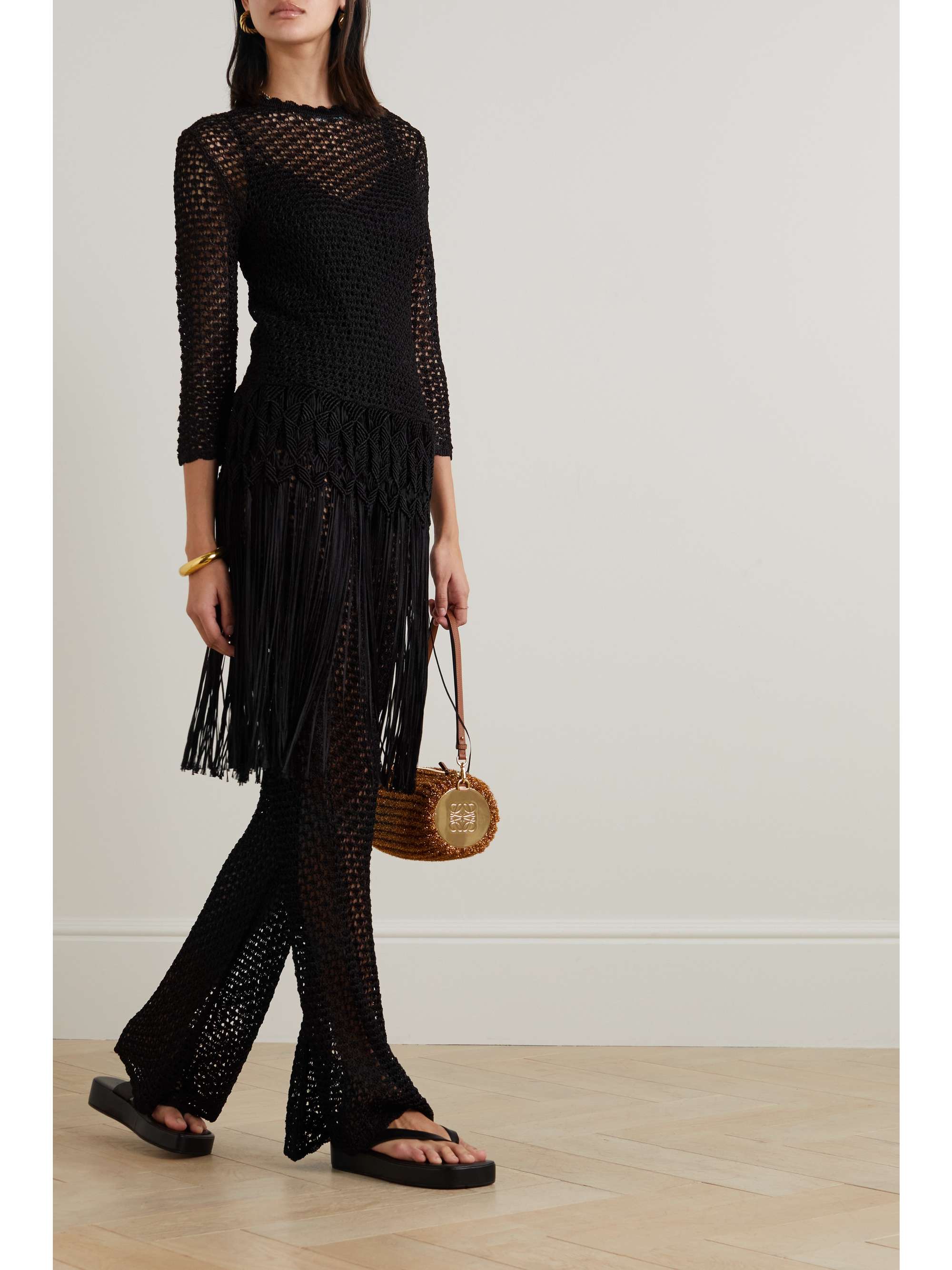 ZIMMERMANN Wonderland fringed crochet-knit and macramé tunic