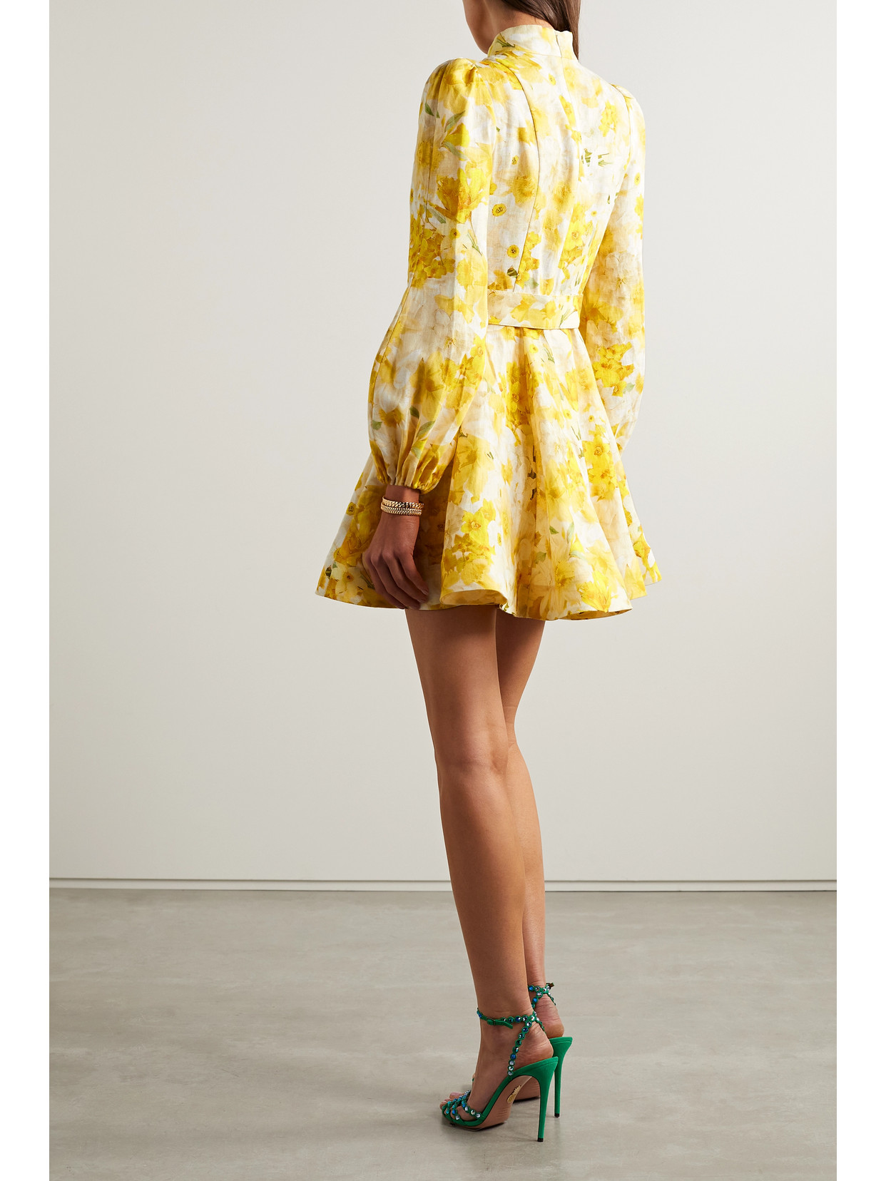 Zimmermann Wonderland Daffodilprint Belted Mini Dress In Daffodil