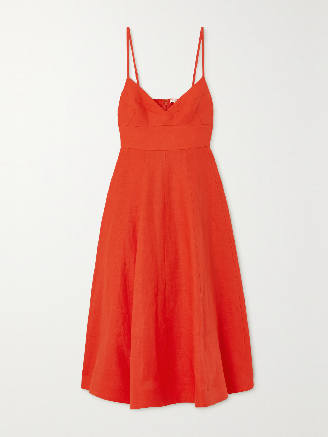 ZIMMERMANN WONDERLAND PLEATED LINEN MIDI DRESS