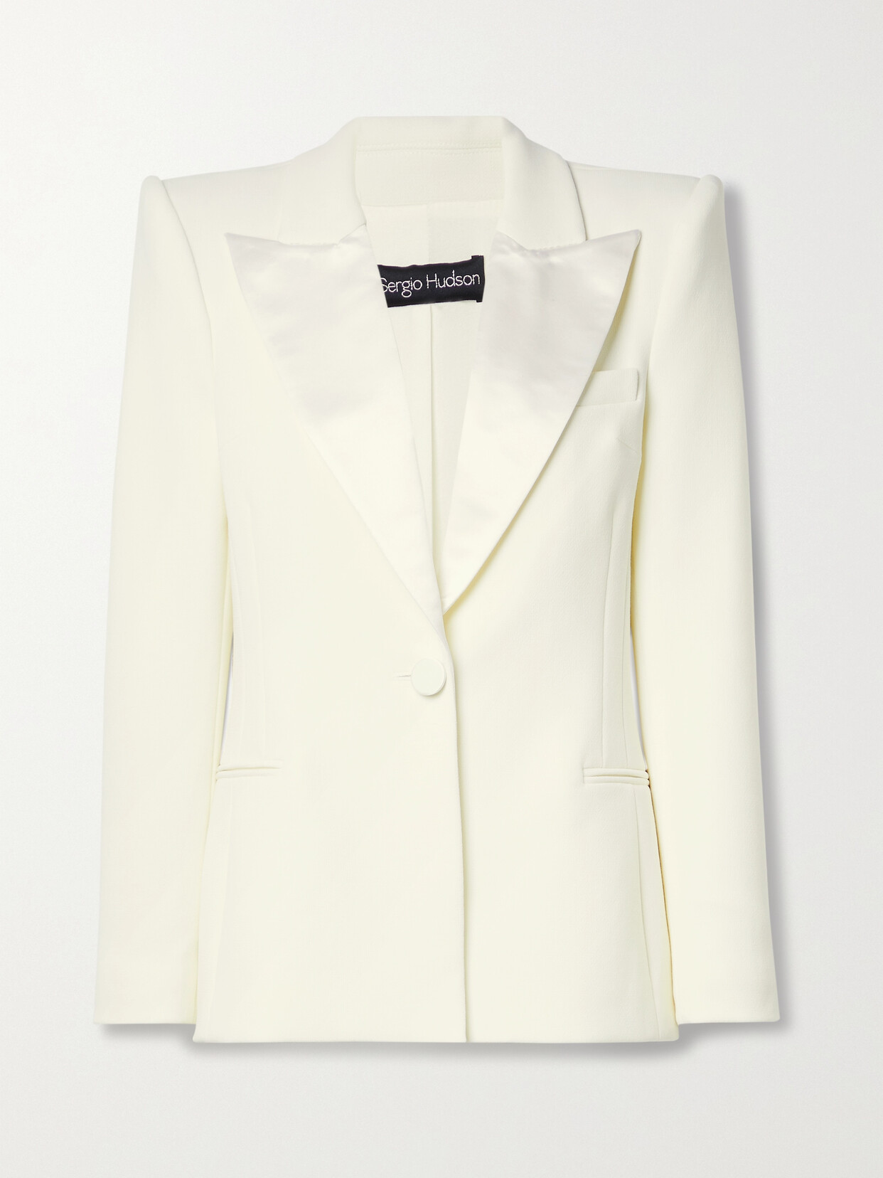 Sergio Hudson - Satin-trimmed Wool-blend Crepe Blazer - Ivory