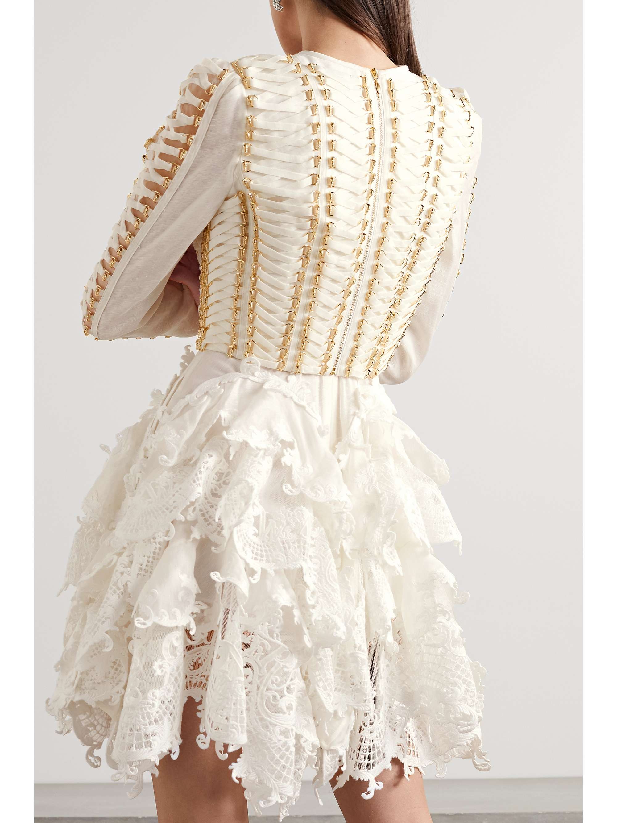 ZIMMERMANN Coaster lacetrimmed embellished linen and silkblend mini