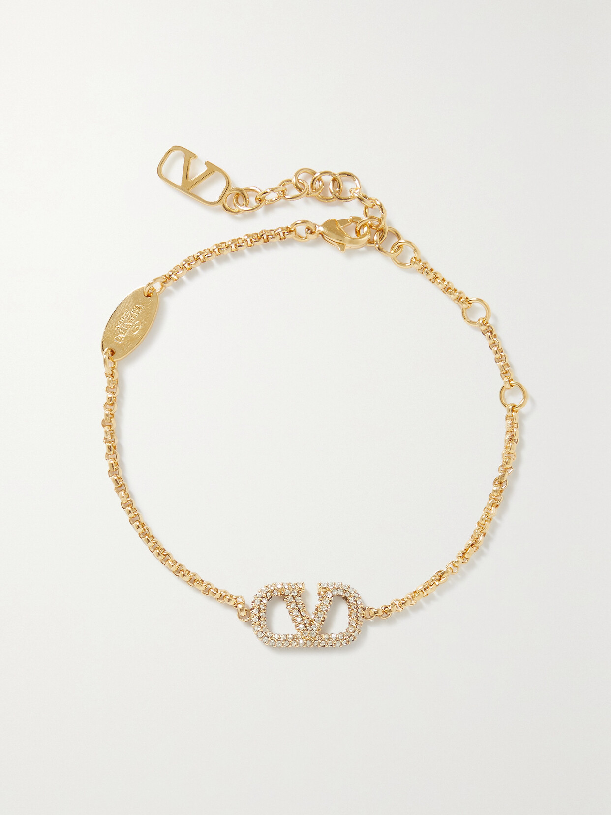 Valentino Garavani - Vlogo Gold-tone Crystal Bracelet - One size