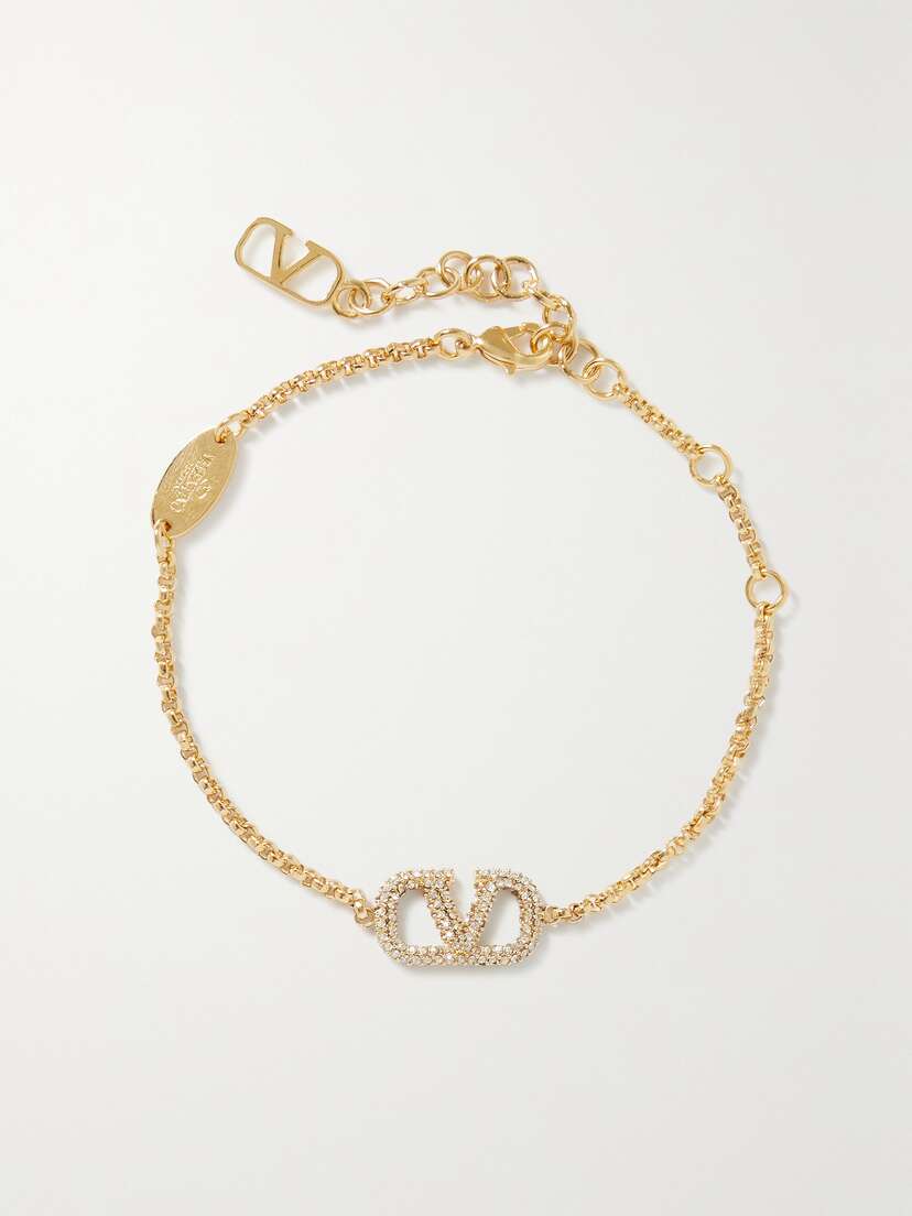 Valentino Garavani Vlogo Gold-tone Swarovski Crystal Bracelet