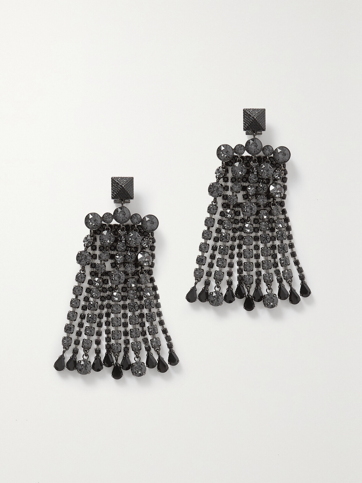 Valentino Garavani Silver-tone Crystal Earrings - Black