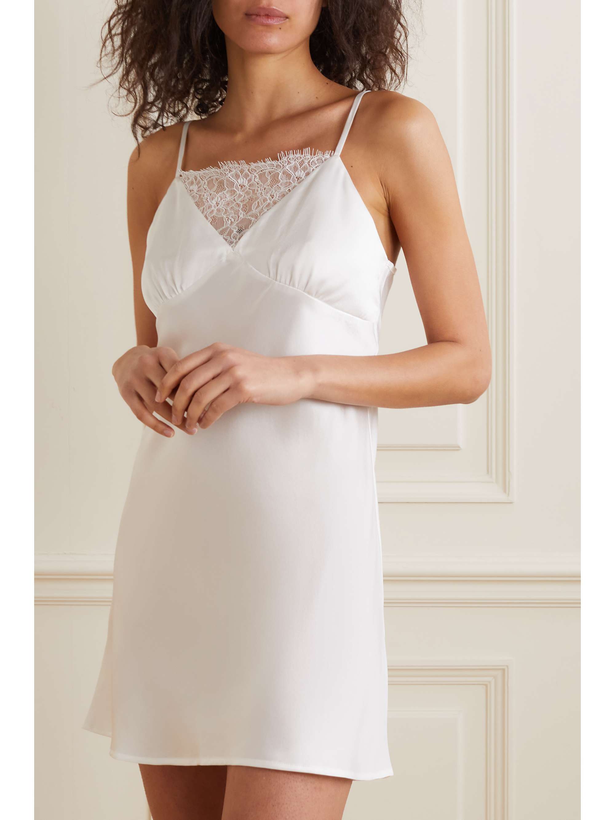 MAISON ESSENTIELE 90s It Girl lace-trimmed silk-satin chemise
